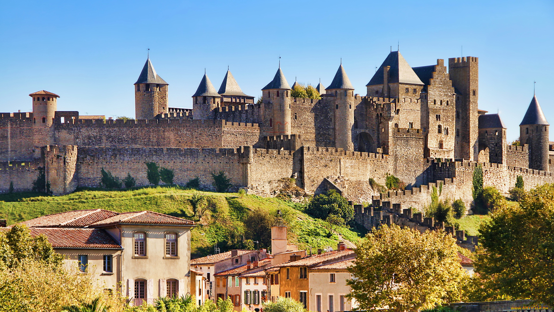 castle, of, carcassonne, france, города, замки, франции, castle, ландшафт, франция, france, замок, carcassonne