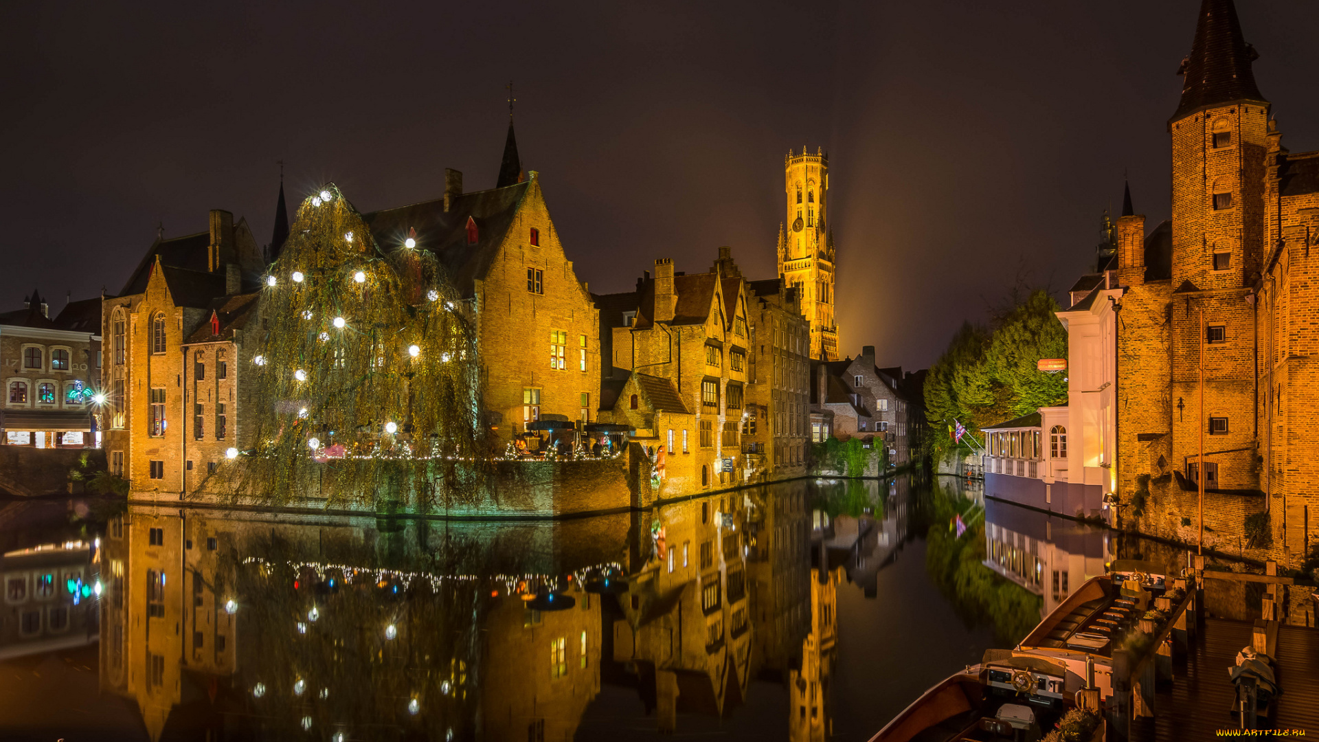 rozenhoedkaai, , bruges, города, брюгге, , бельгия, здания, ночь, каналы, огни