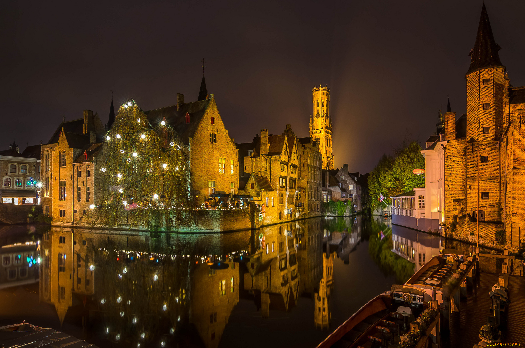 rozenhoedkaai, , bruges, города, брюгге, , бельгия, здания, ночь, каналы, огни