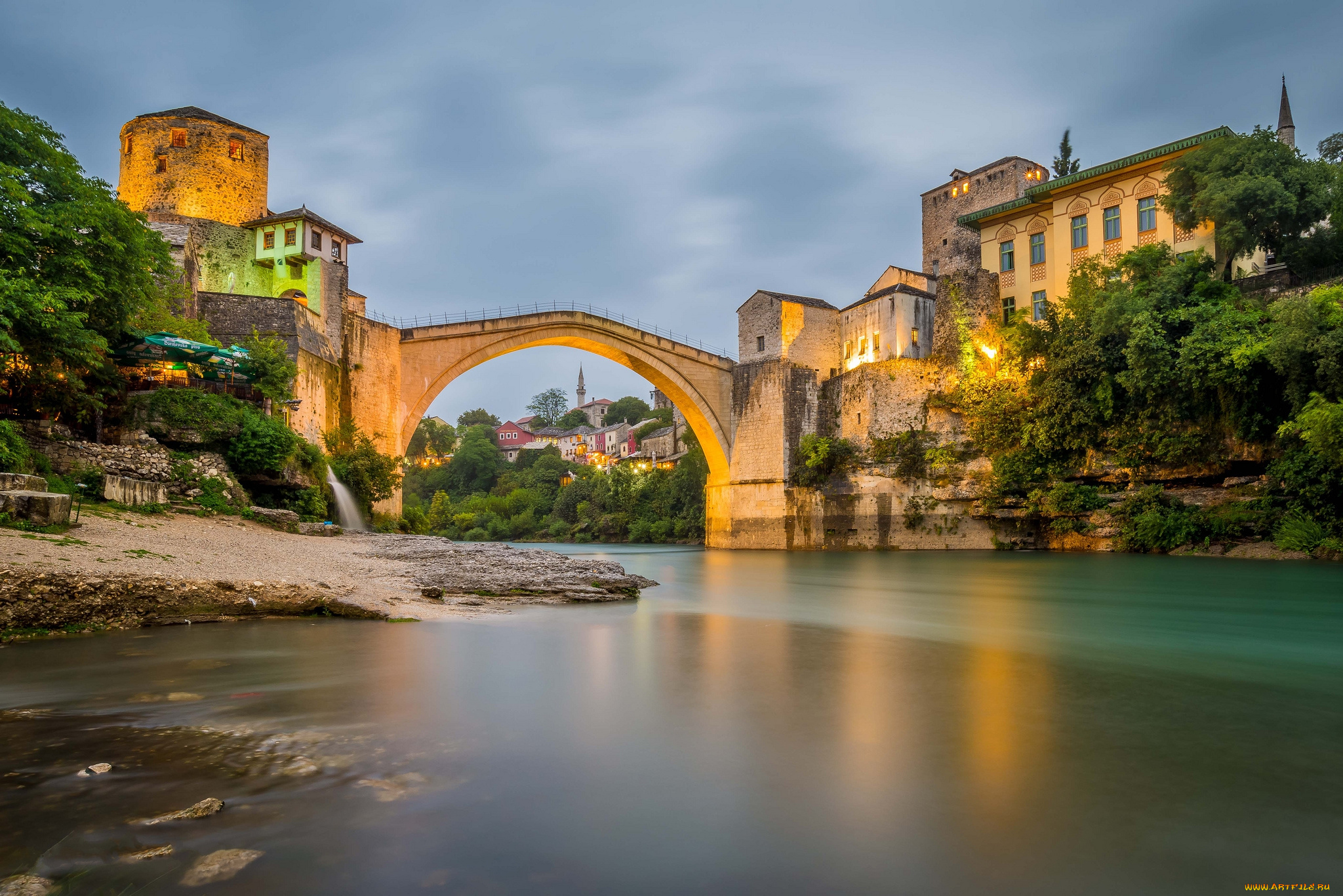 the, old, bridge, , mostar, города, -, мосты, дома, арка, мост, река