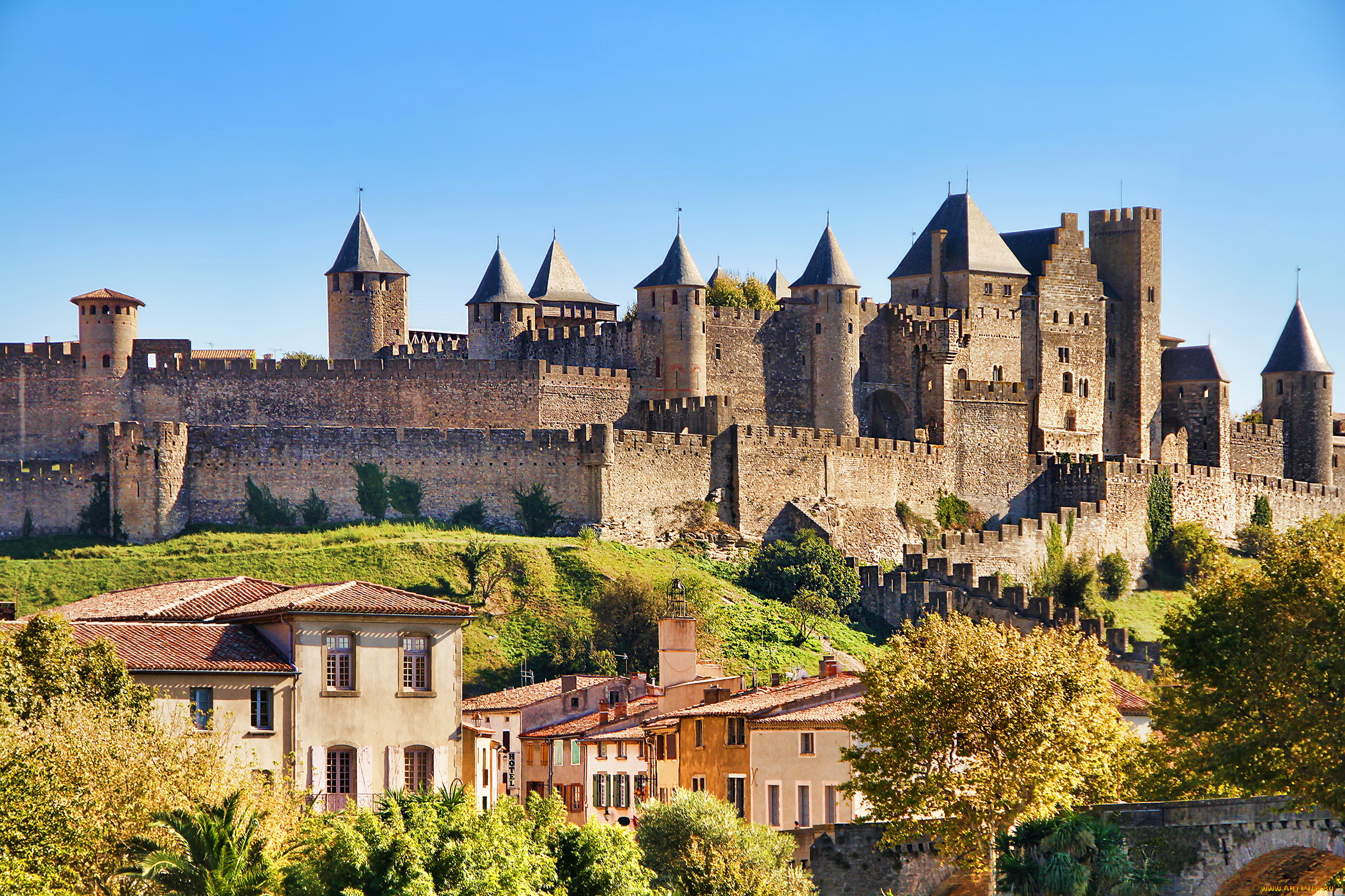 castle, of, carcassonne, france, города, замки, франции, castle, ландшафт, франция, france, замок, carcassonne