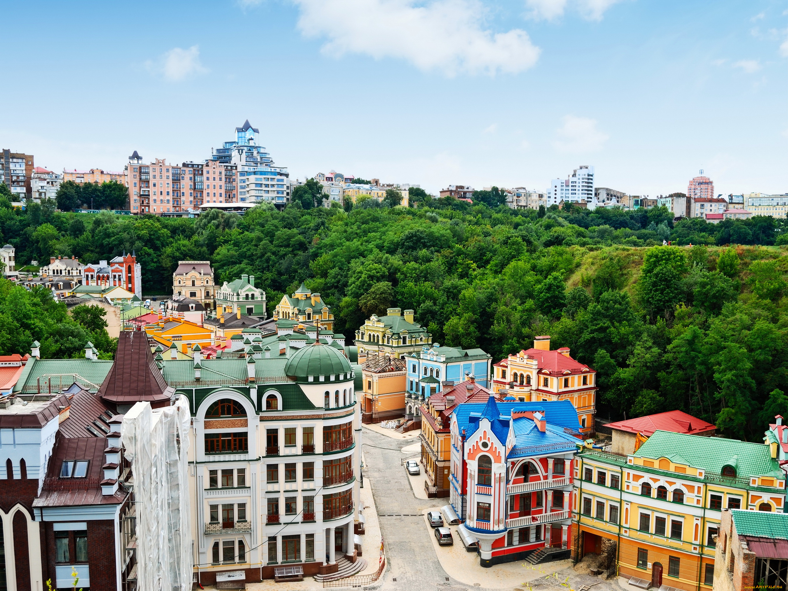 города, киев, , украина, улица, дома, киев, панорама