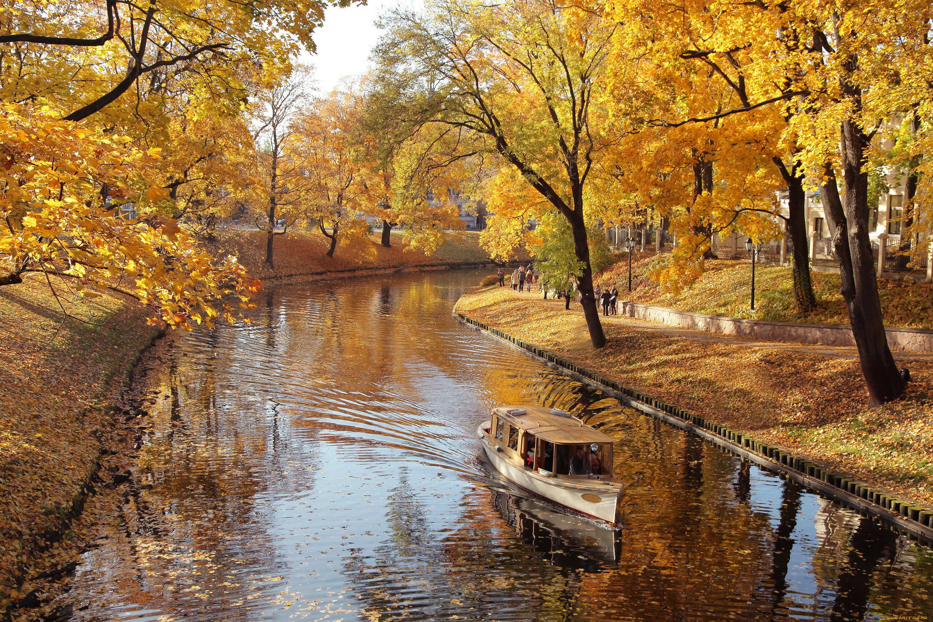природа, парк, park, fall, autumn, boat, river, nature, trees, листопад, лодка, осень, река, деревья, алея, alley