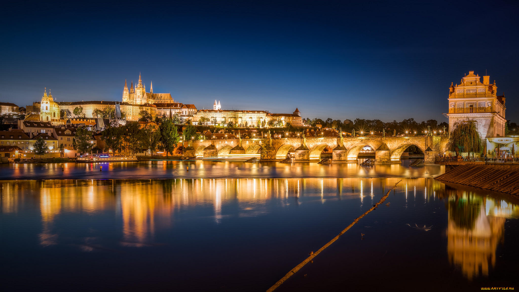 prague, castle, and, charles, bridge, города, прага, , Чехия, простор