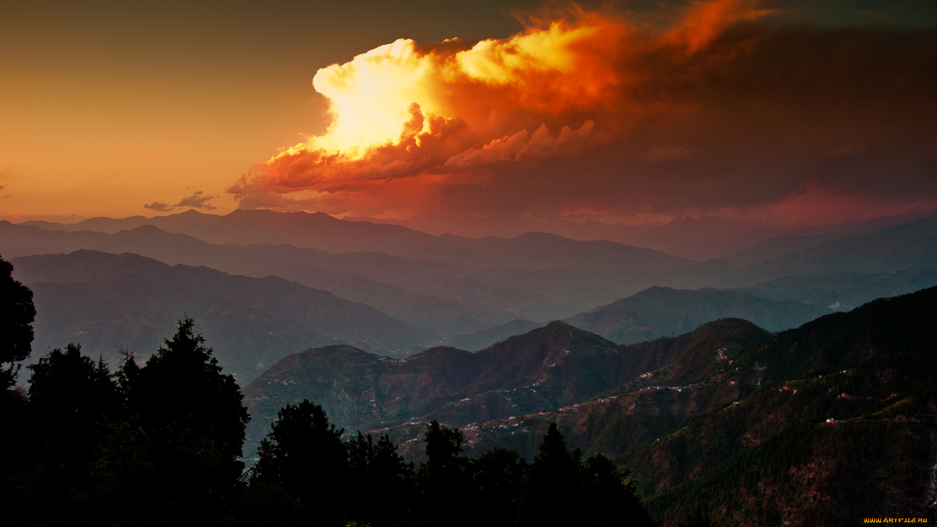 dalhousie, india, природа, горы, закат, пейзаж