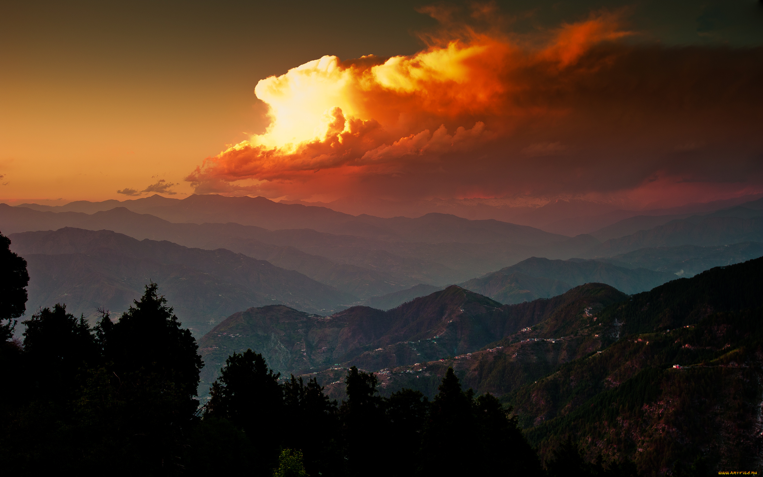 dalhousie, india, природа, горы, закат, пейзаж