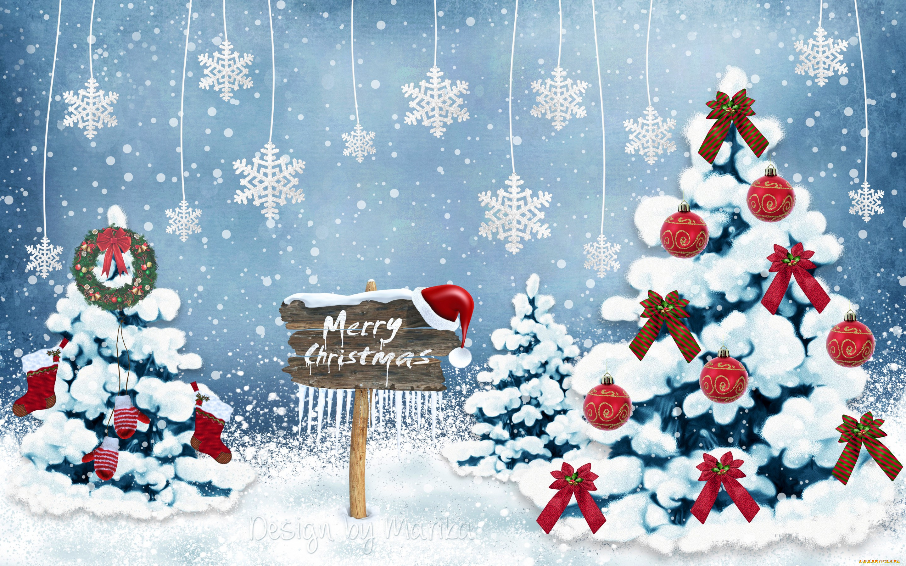 праздничные, векторная, графика, , новый, год, christmas, merry, design, by, marika, новый, год, рождество, winter, decoration, snow, forest, tree