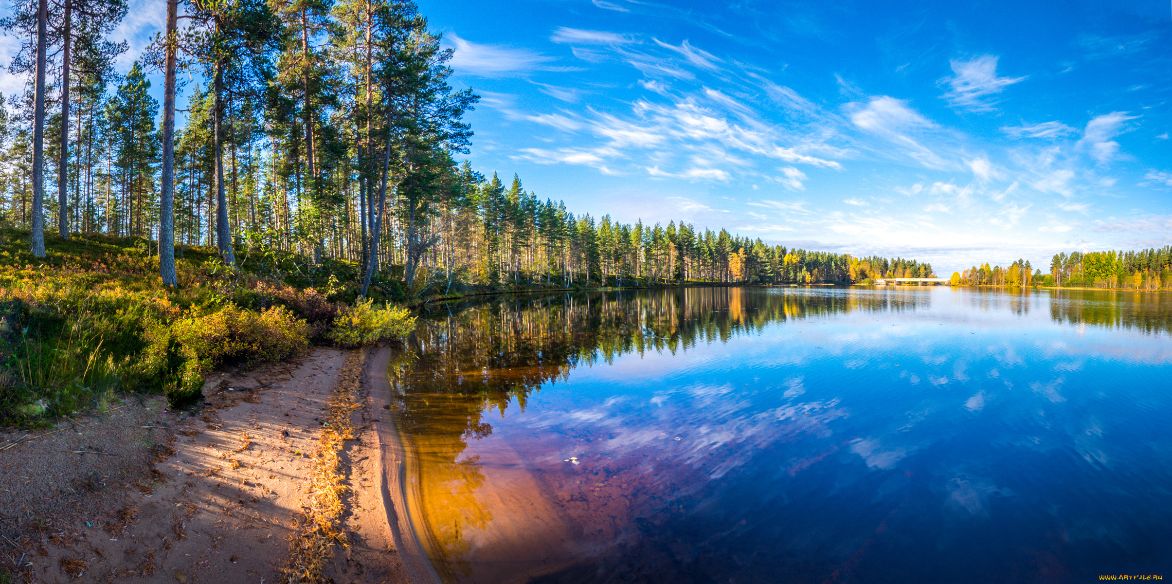 природа, реки, озера, пейзаж, осень, деревья, берег, лес, облака, отражение, река