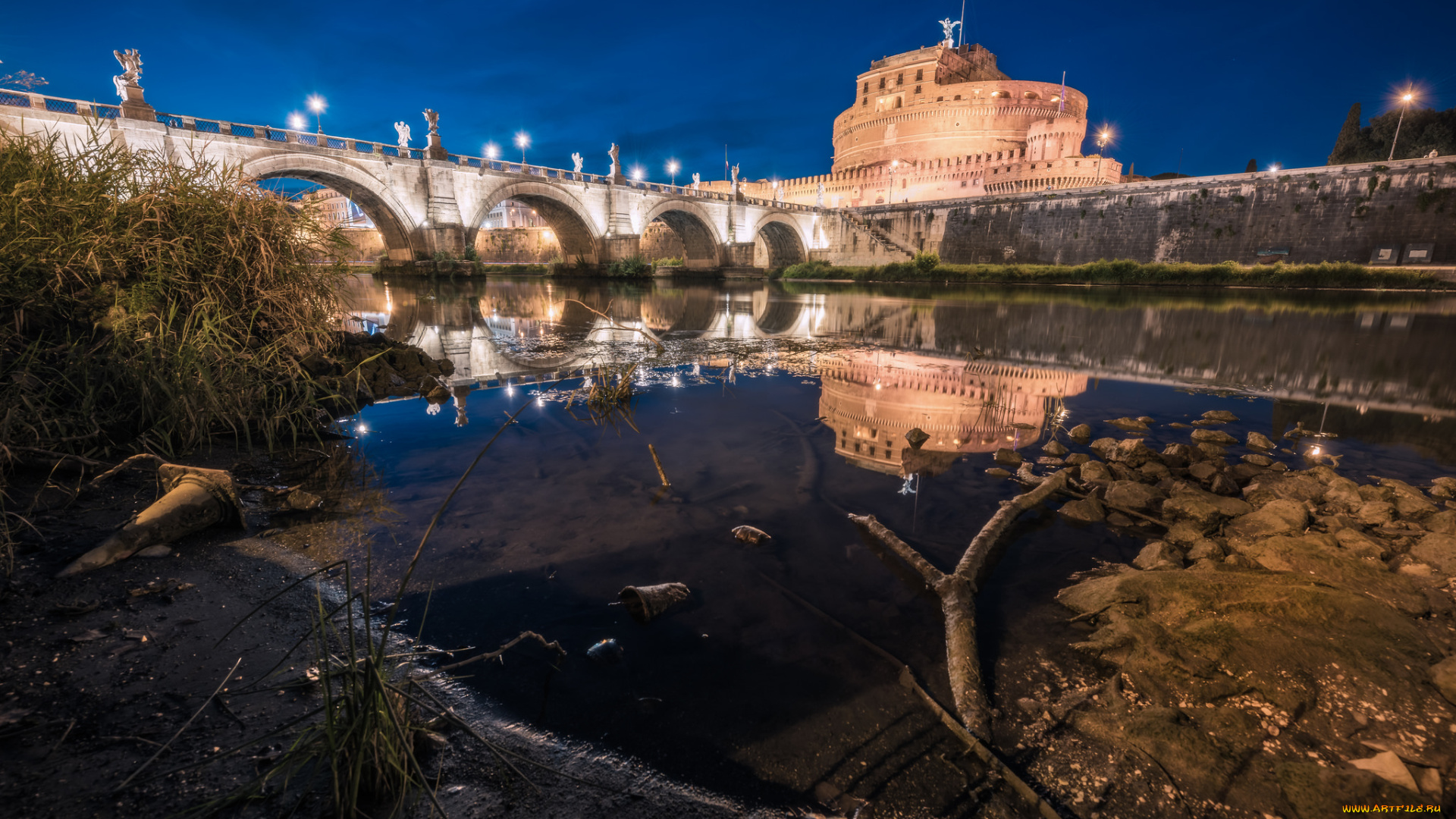 rome, -, castel, sant`angelo, города, рим, , ватикан, , италия, река, мост, замок