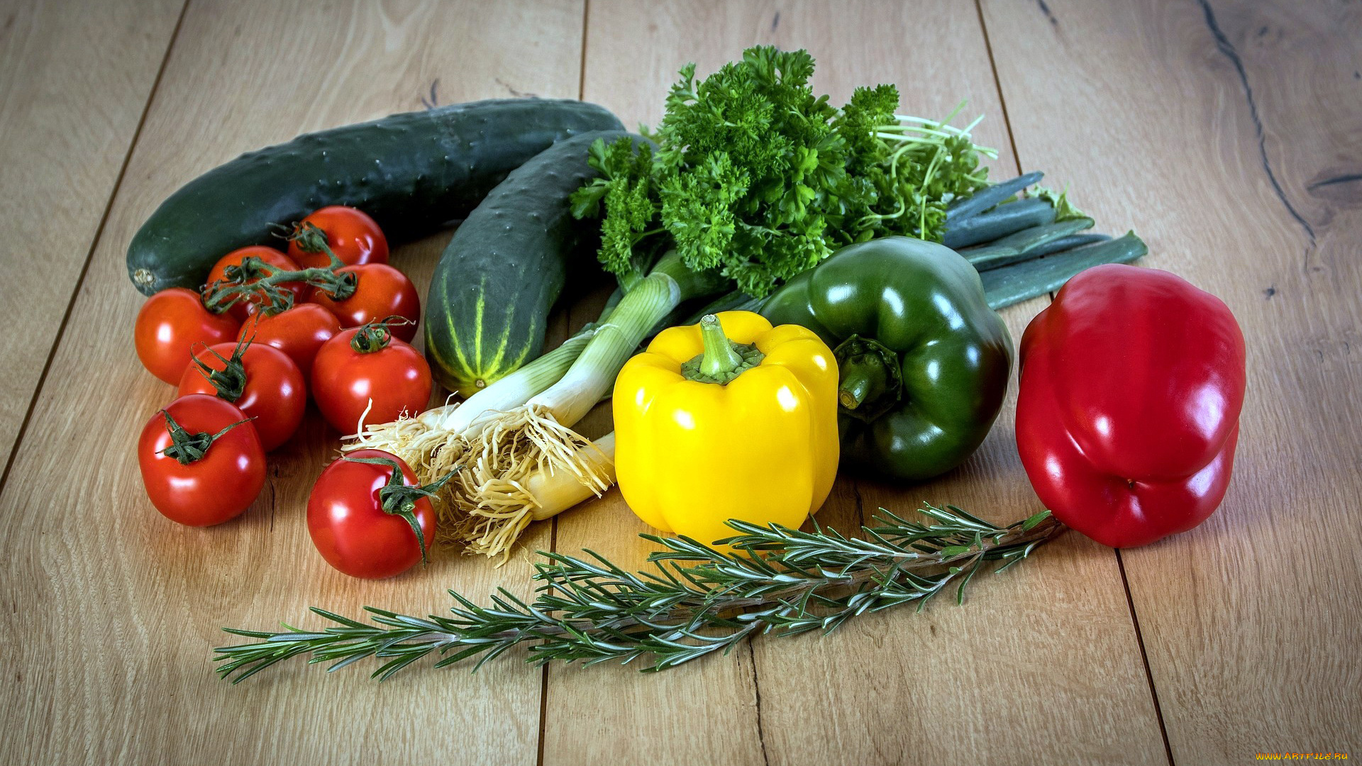 еда, овощи, петрушка, лук, огурцы, помидоры, перец, томаты