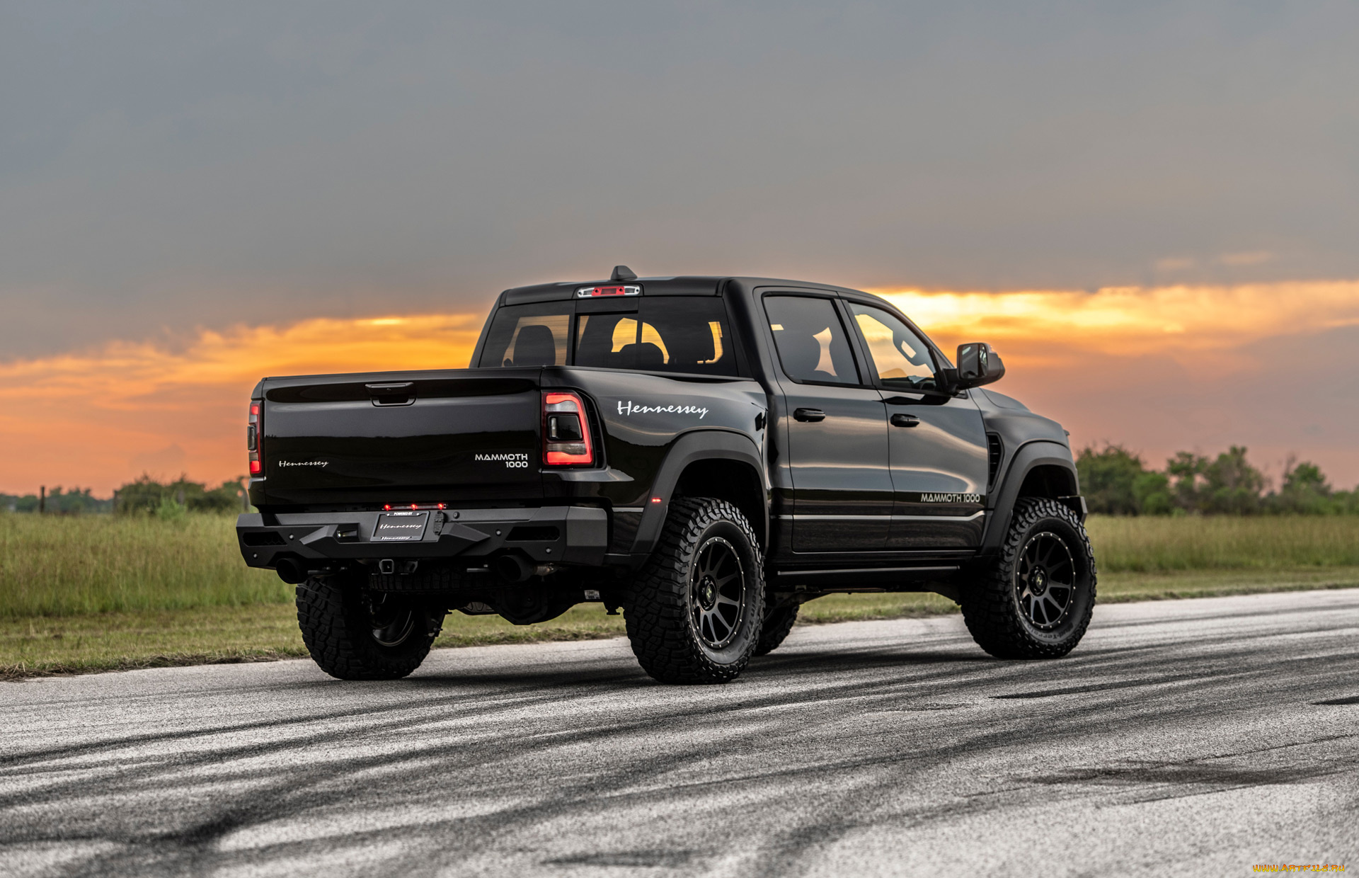 автомобили, dodge, 2021, hennessey, mammoth, 1000trx, вид, сзади, ram, закат