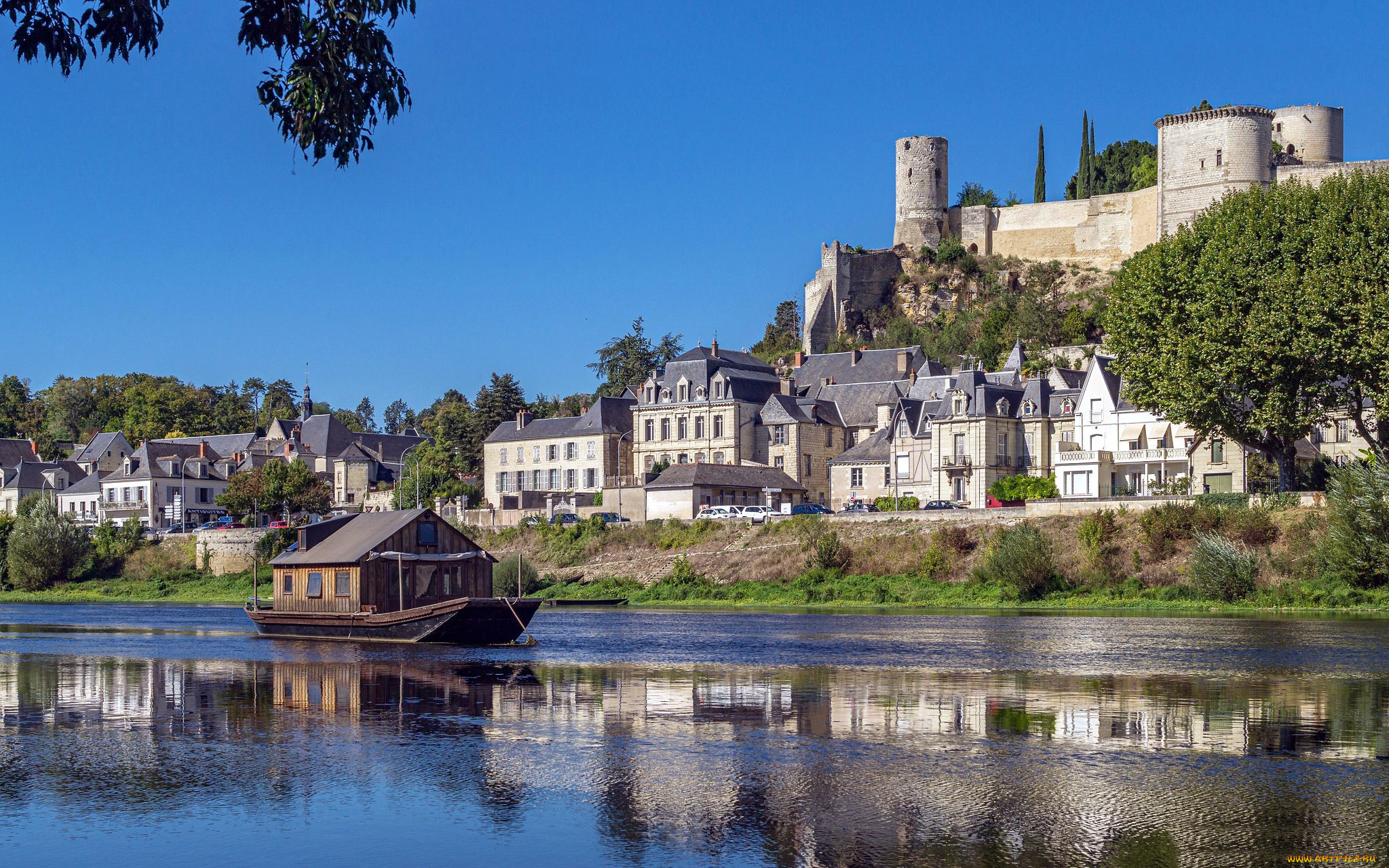 chinon, france, города, -, панорамы