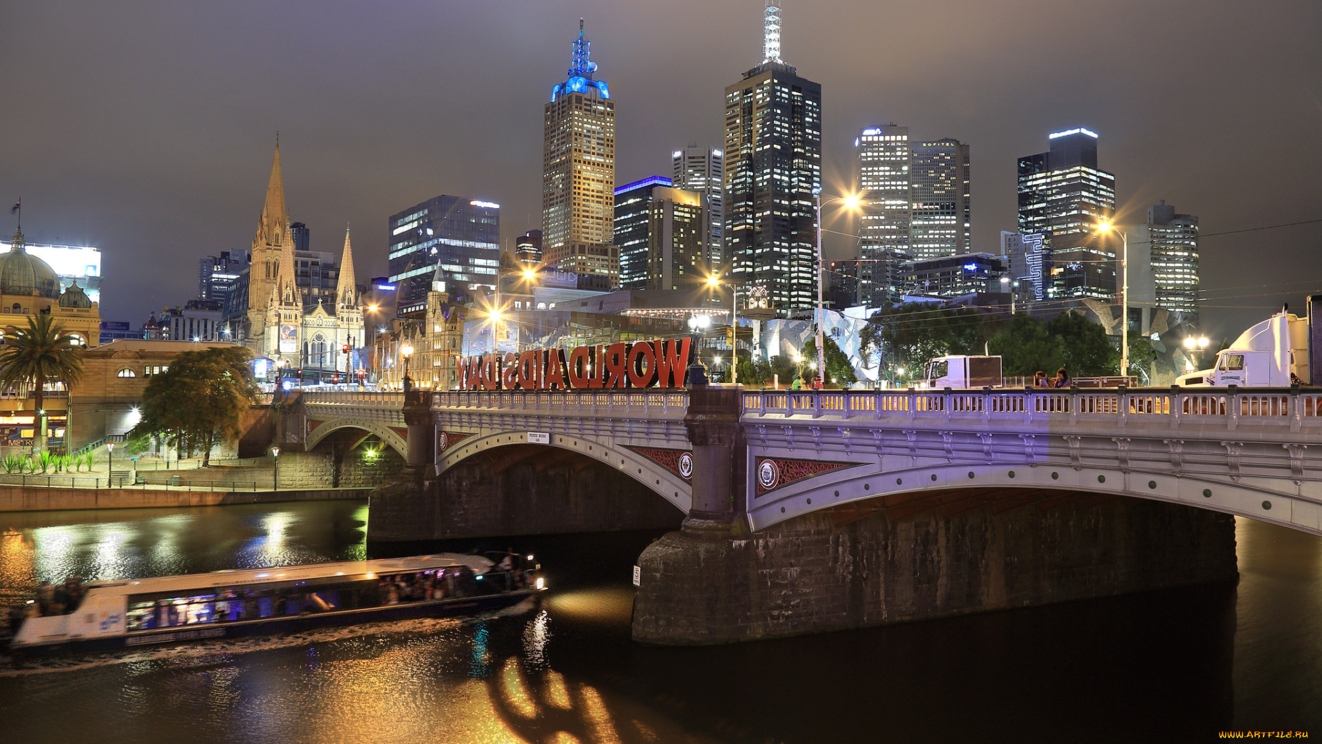 melbourne, city, города, мельбурн, , австралия, здания, река, мост
