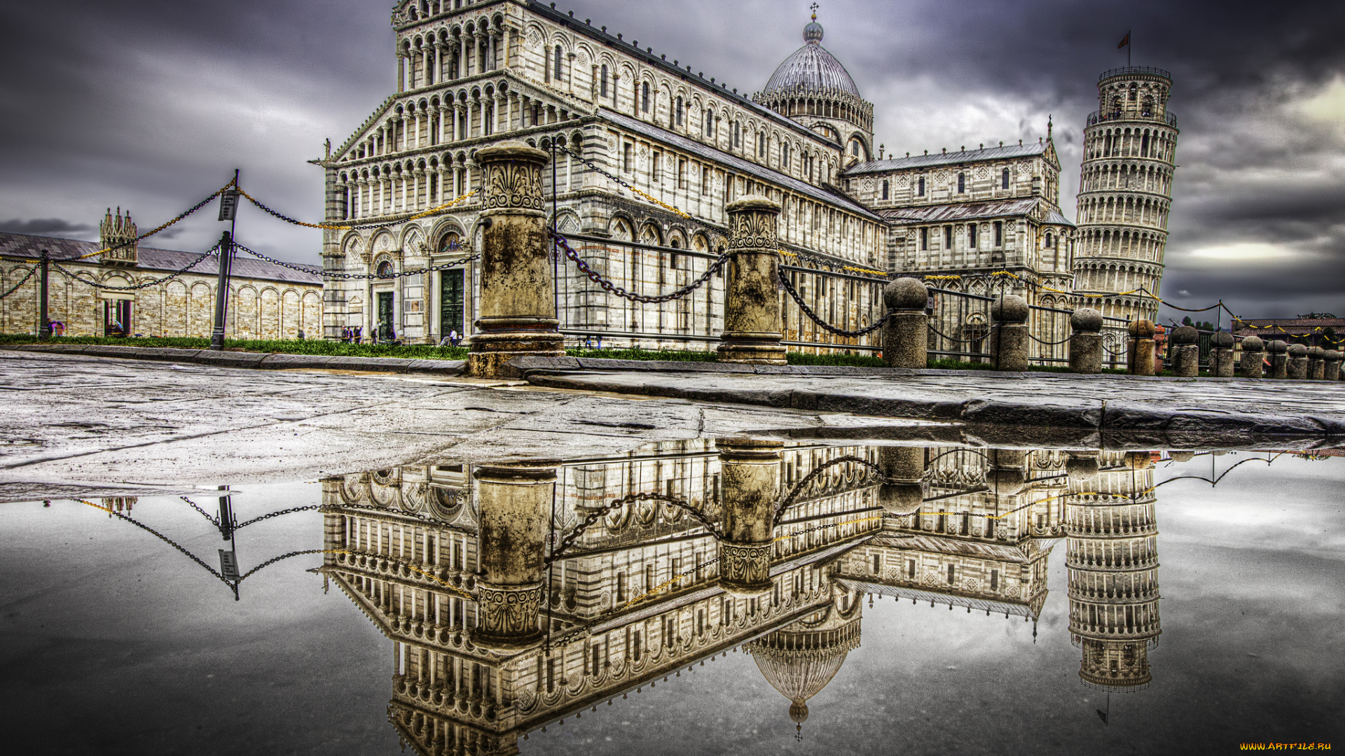 pisa, hdr, города, пиза, , италия, башня, дворец, площадь