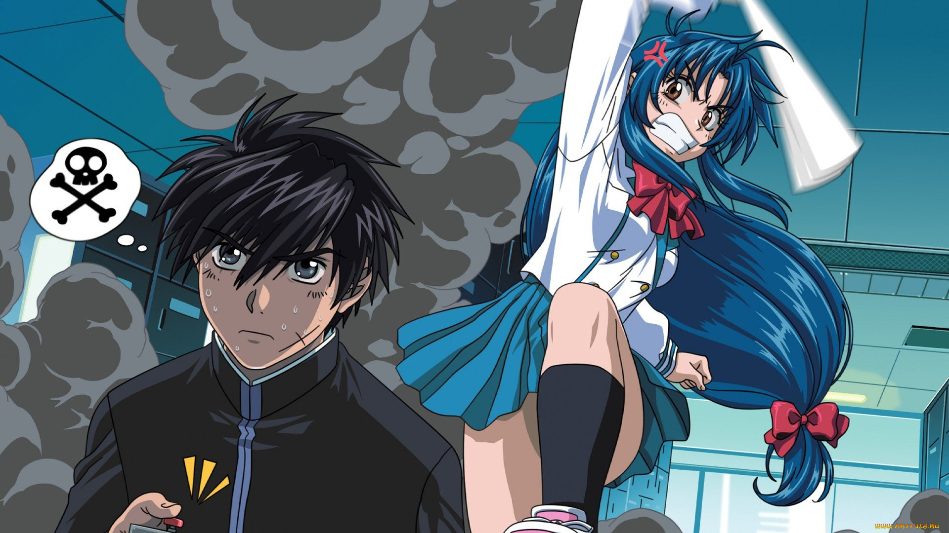 аниме, full, metal, panic, full, metal, panic, стальная, тревога, sagara, sousuke, anime, girl, девушка, schoolgirl, школьница, kaname, chidori, канаме, Чидори