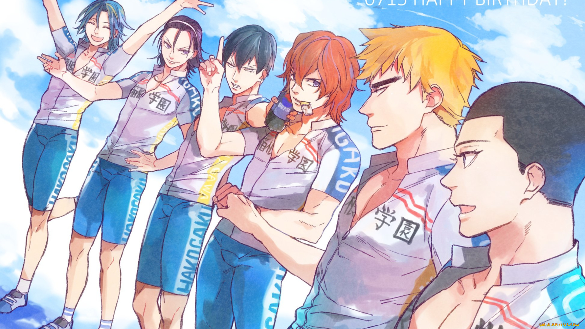 аниме, yowamushi, pedal, группа, фон, парни