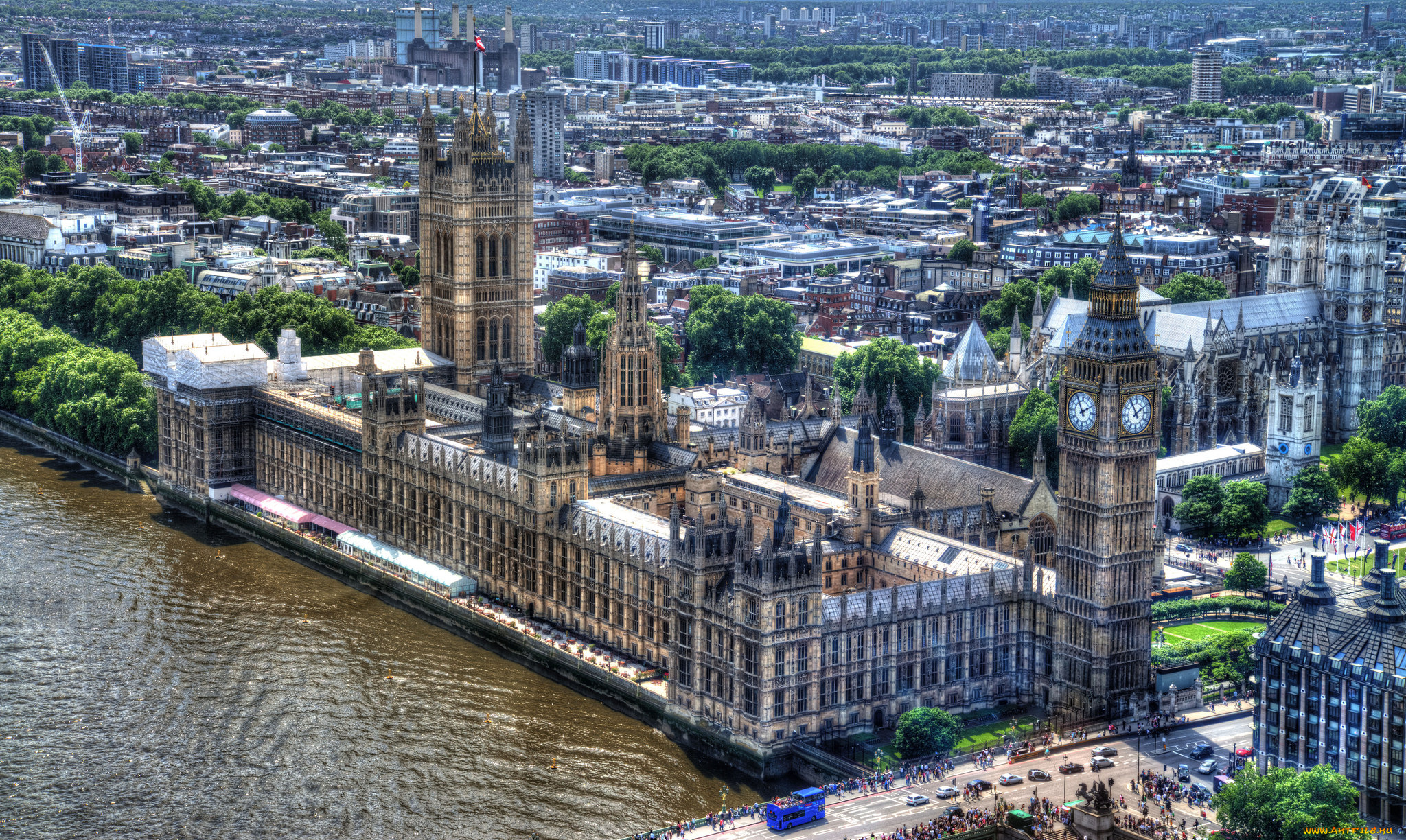 palace, of, westminster, города, лондон, , великобритания, парламент, река