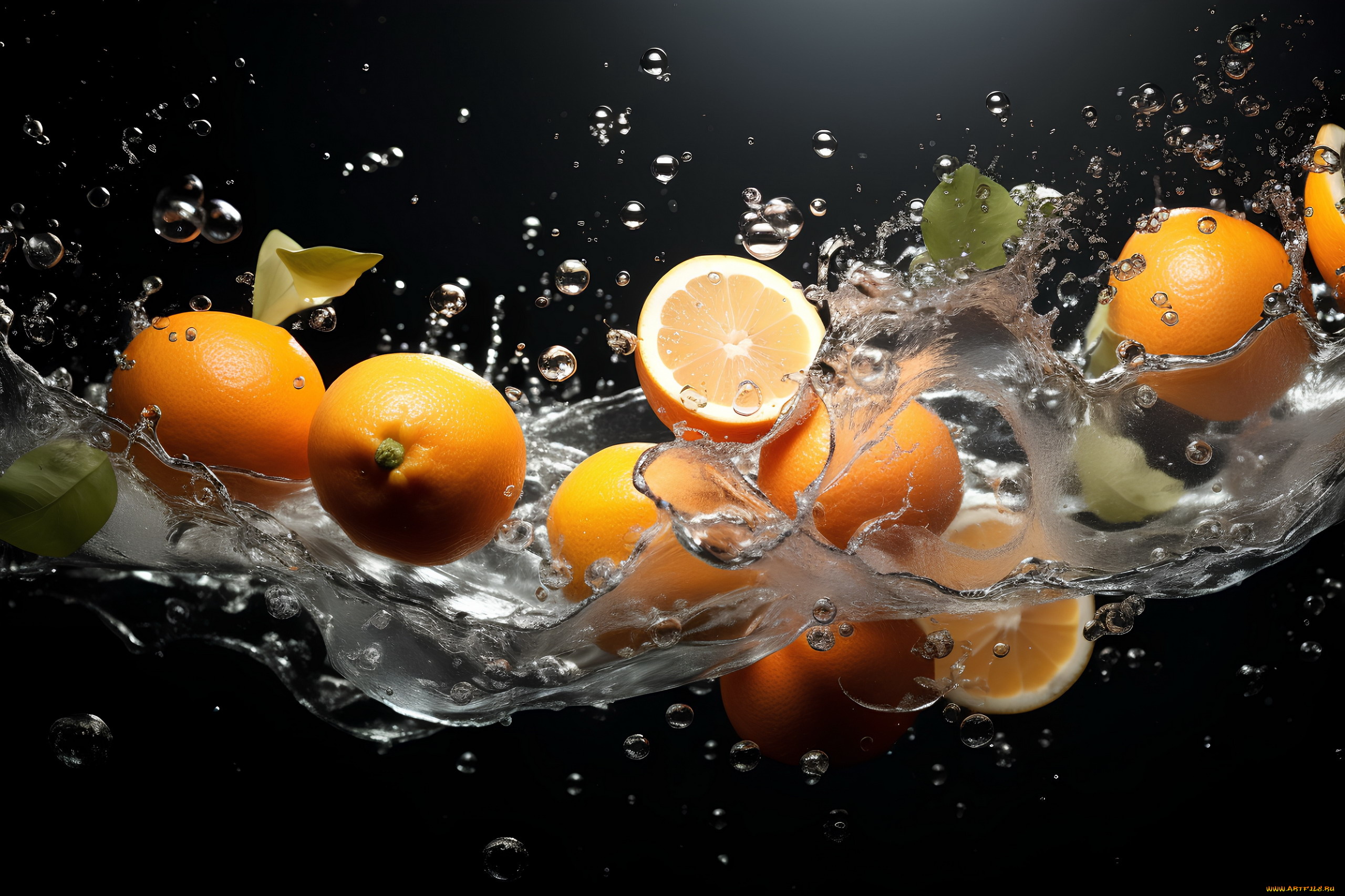 еда, цитрусы, апельсины, вода