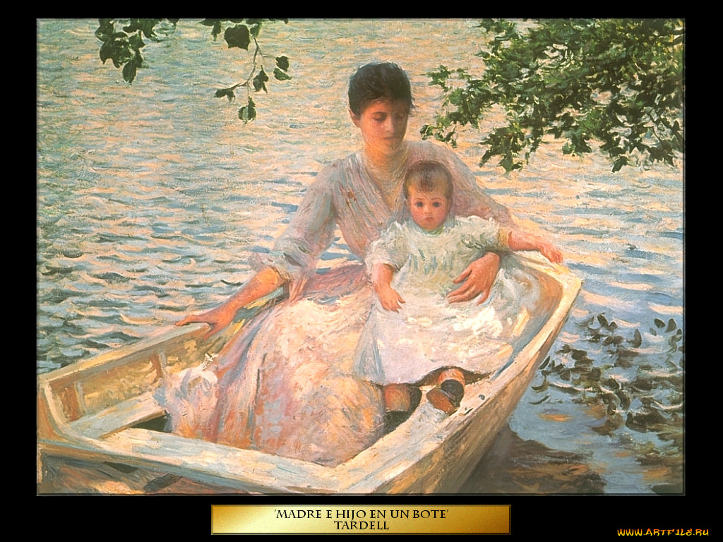 madre, hijo, en, un, bote, рисованные, edmund, charles, tarbell