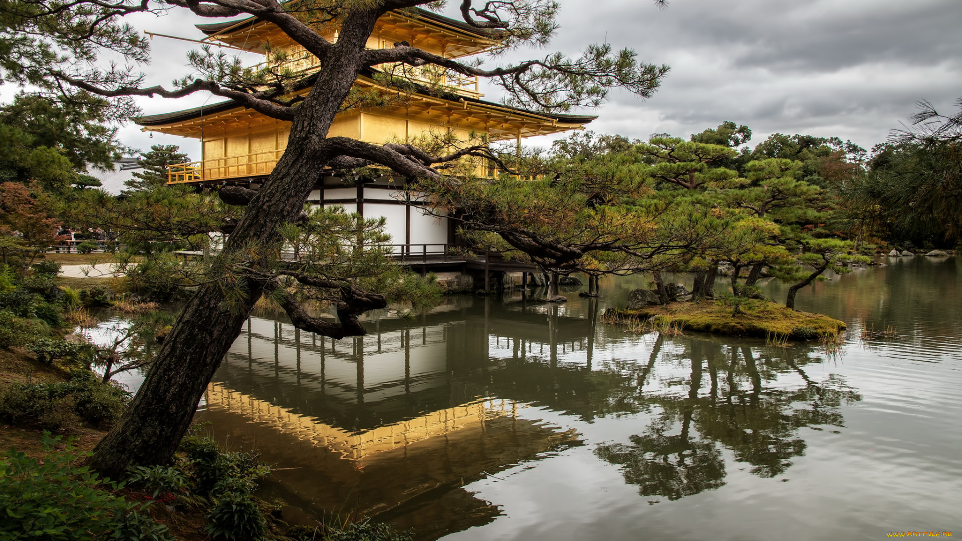 kyoto, , japon, города, -, буддийские, и, другие, храмы, парк, храм, пруд