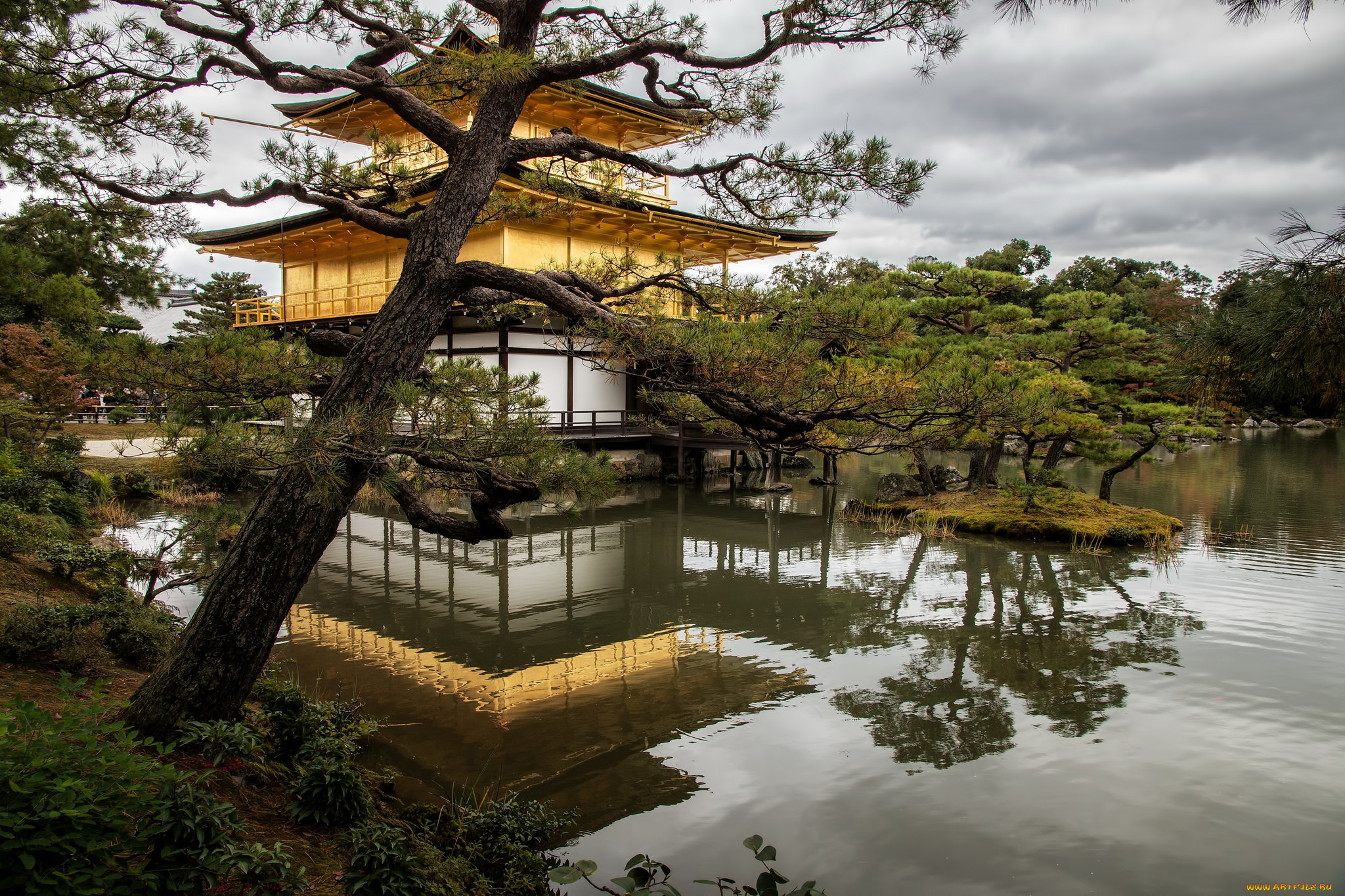 kyoto, , japon, города, -, буддийские, и, другие, храмы, парк, храм, пруд