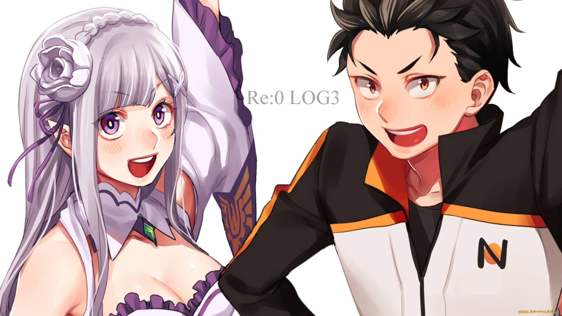 аниме, re, , zero, kara, hajimeru, isekai, seikatsu, девушка, парень, взгляд, фон