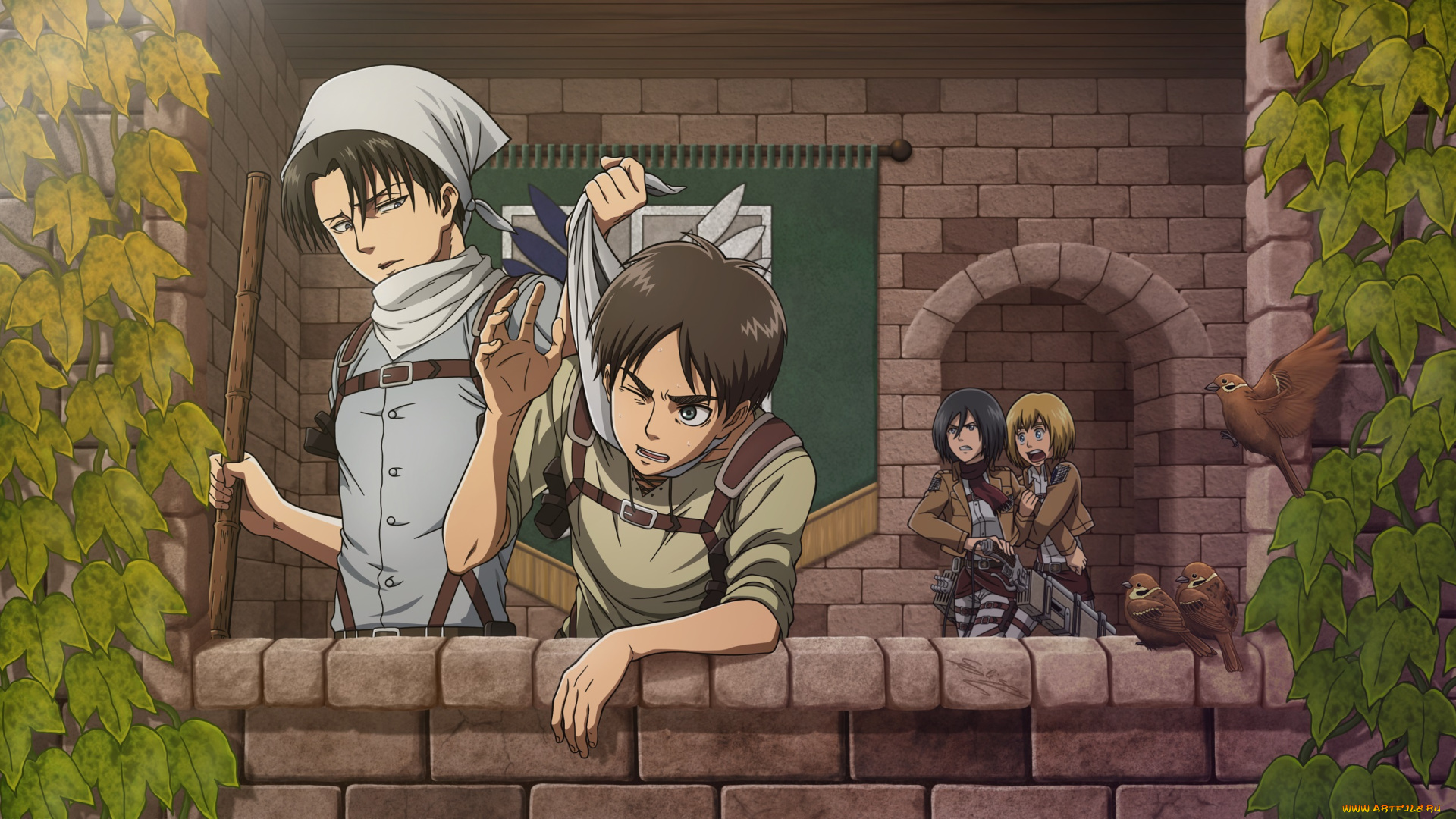 аниме, shingeki, no, kyojin, атака, титанов