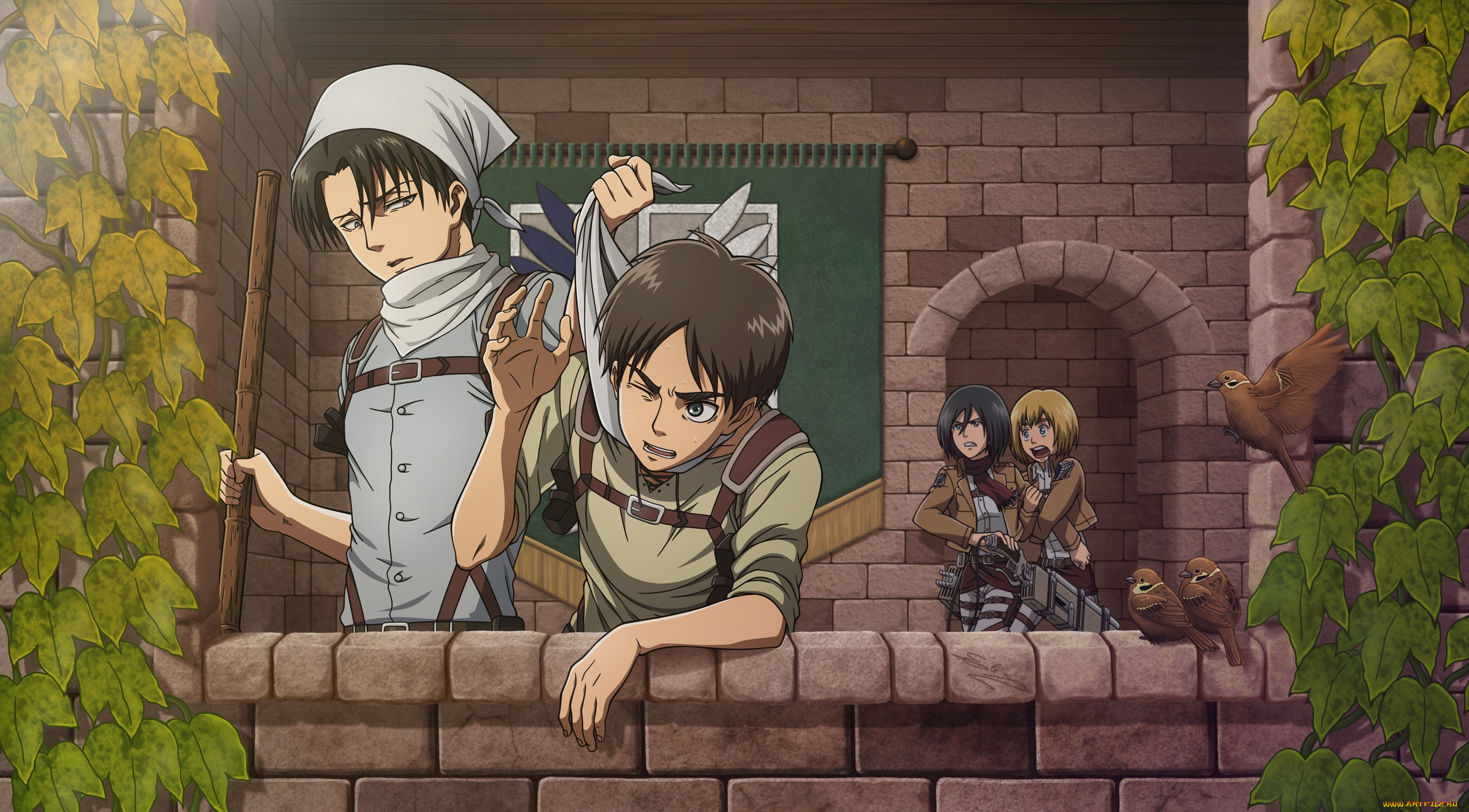 аниме, shingeki, no, kyojin, атака, титанов