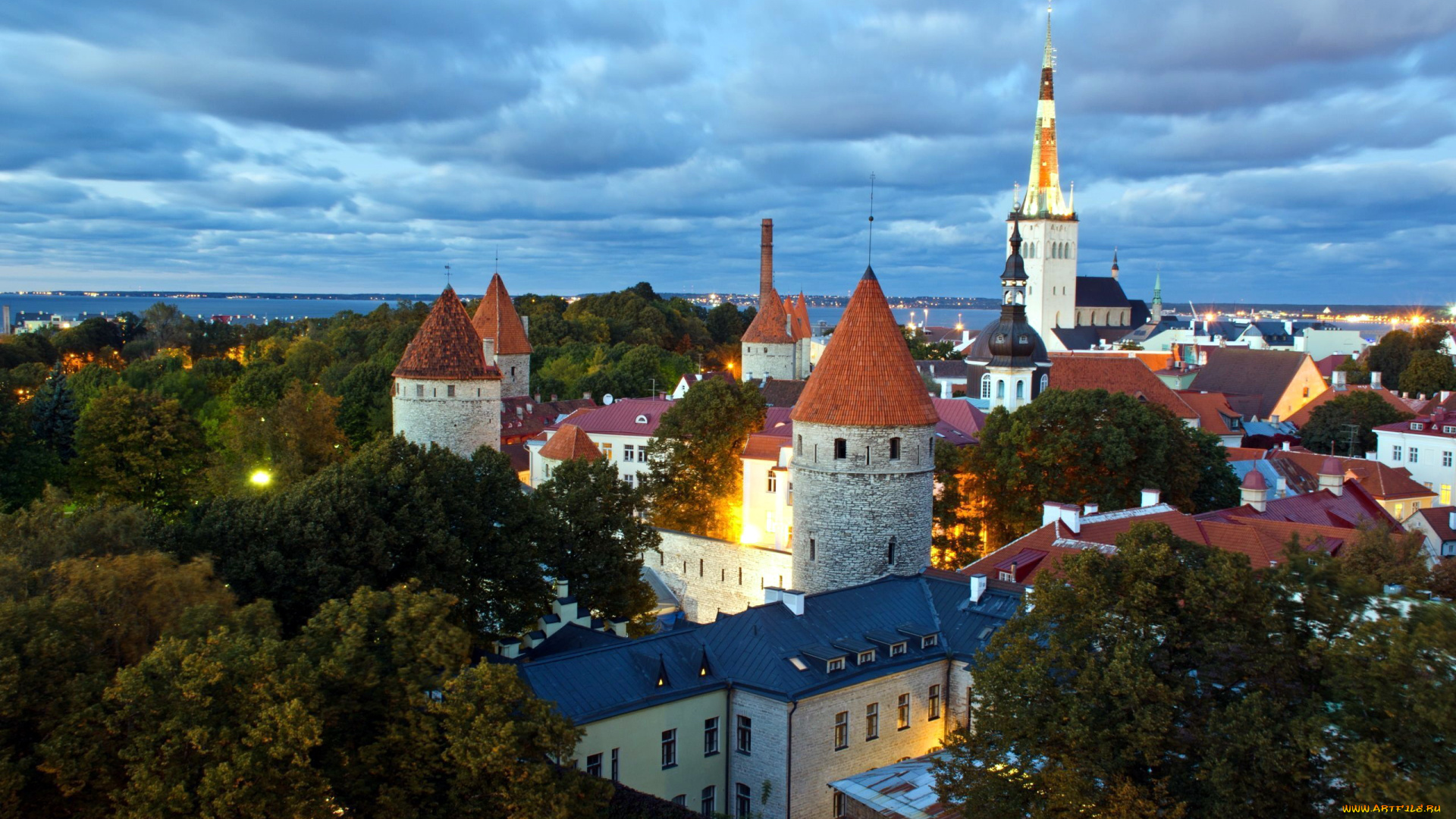 города, таллин, , эстония, башни