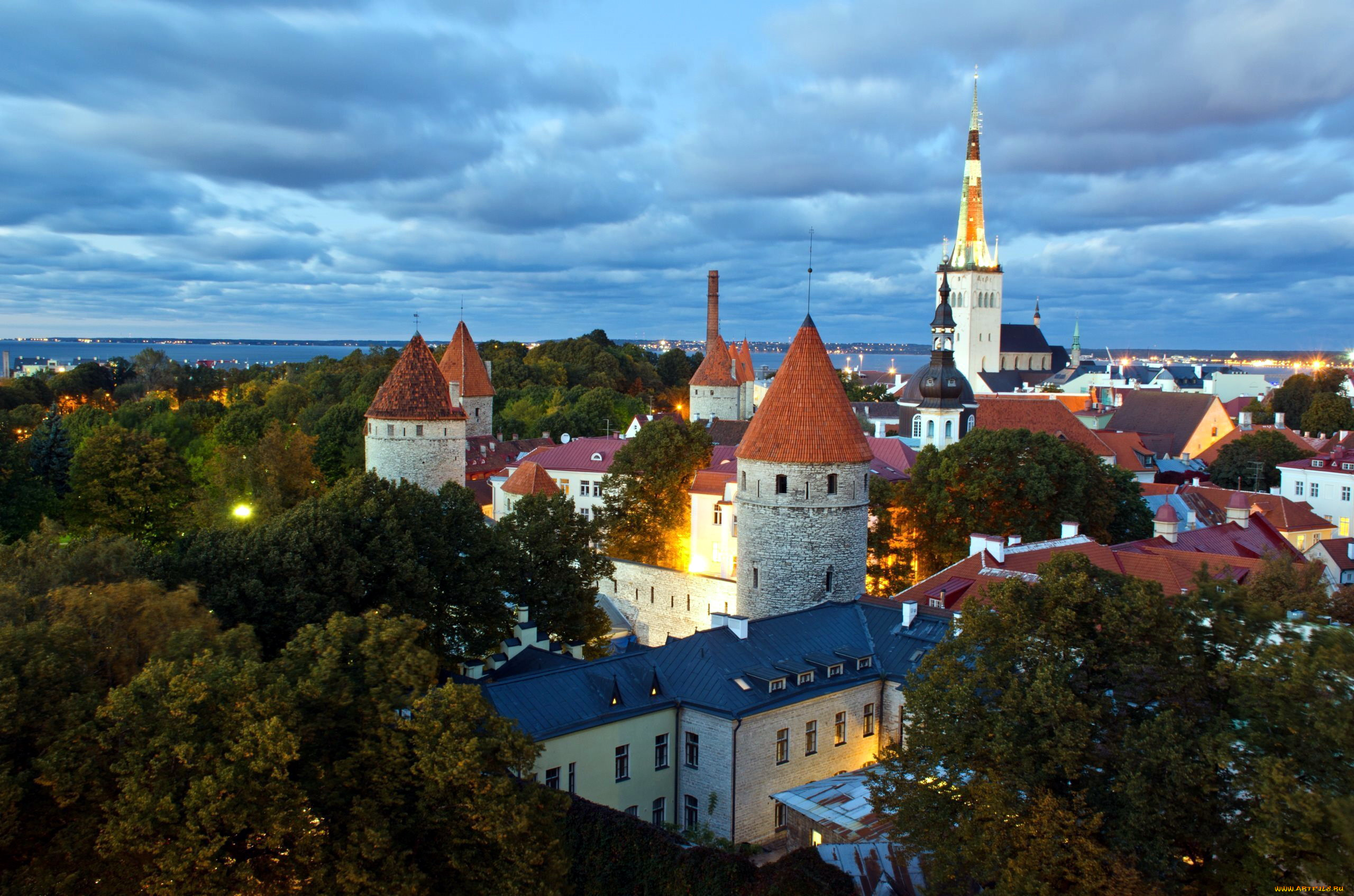 города, таллин, , эстония, башни