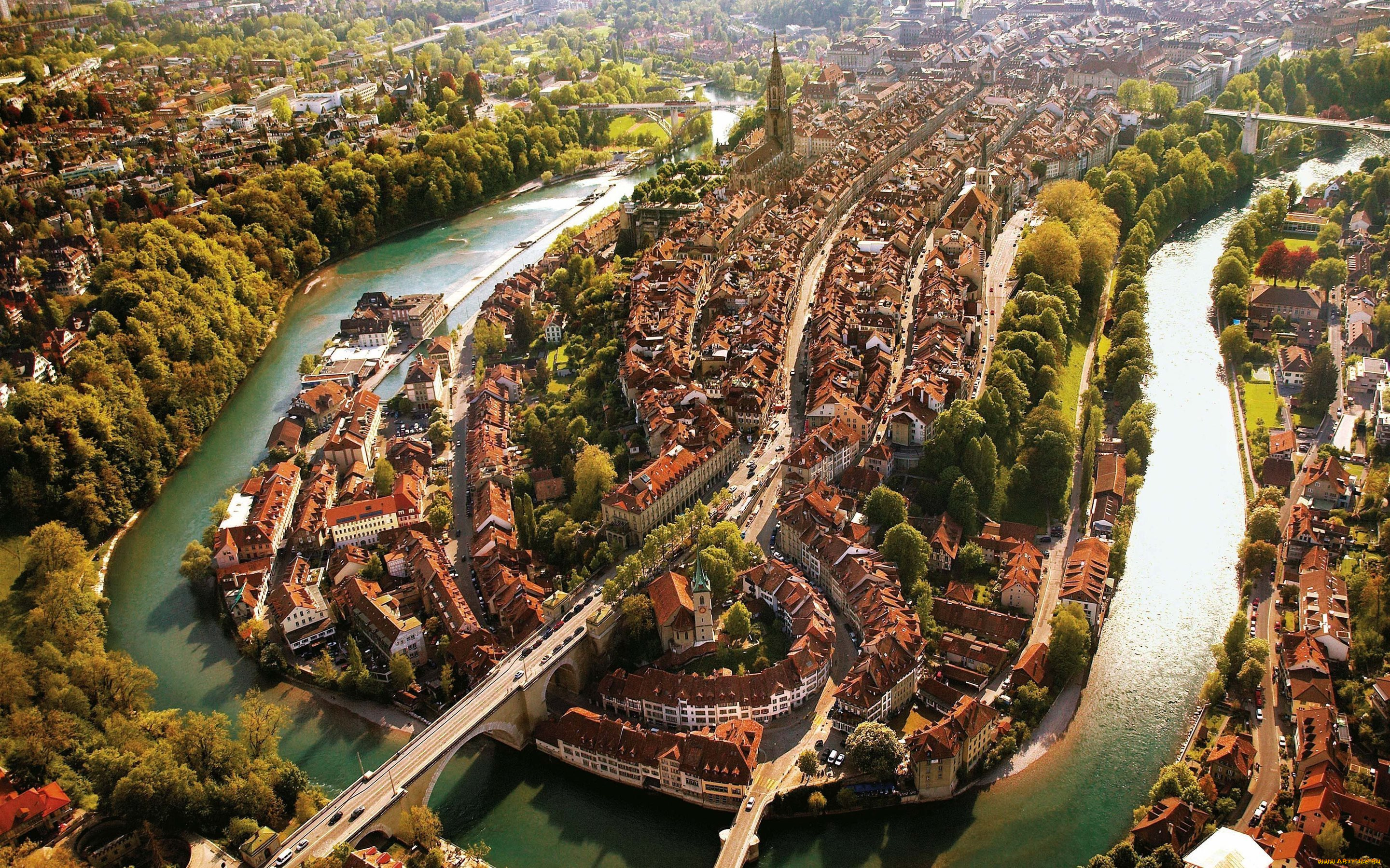 города, берн, , швейцария, панорама