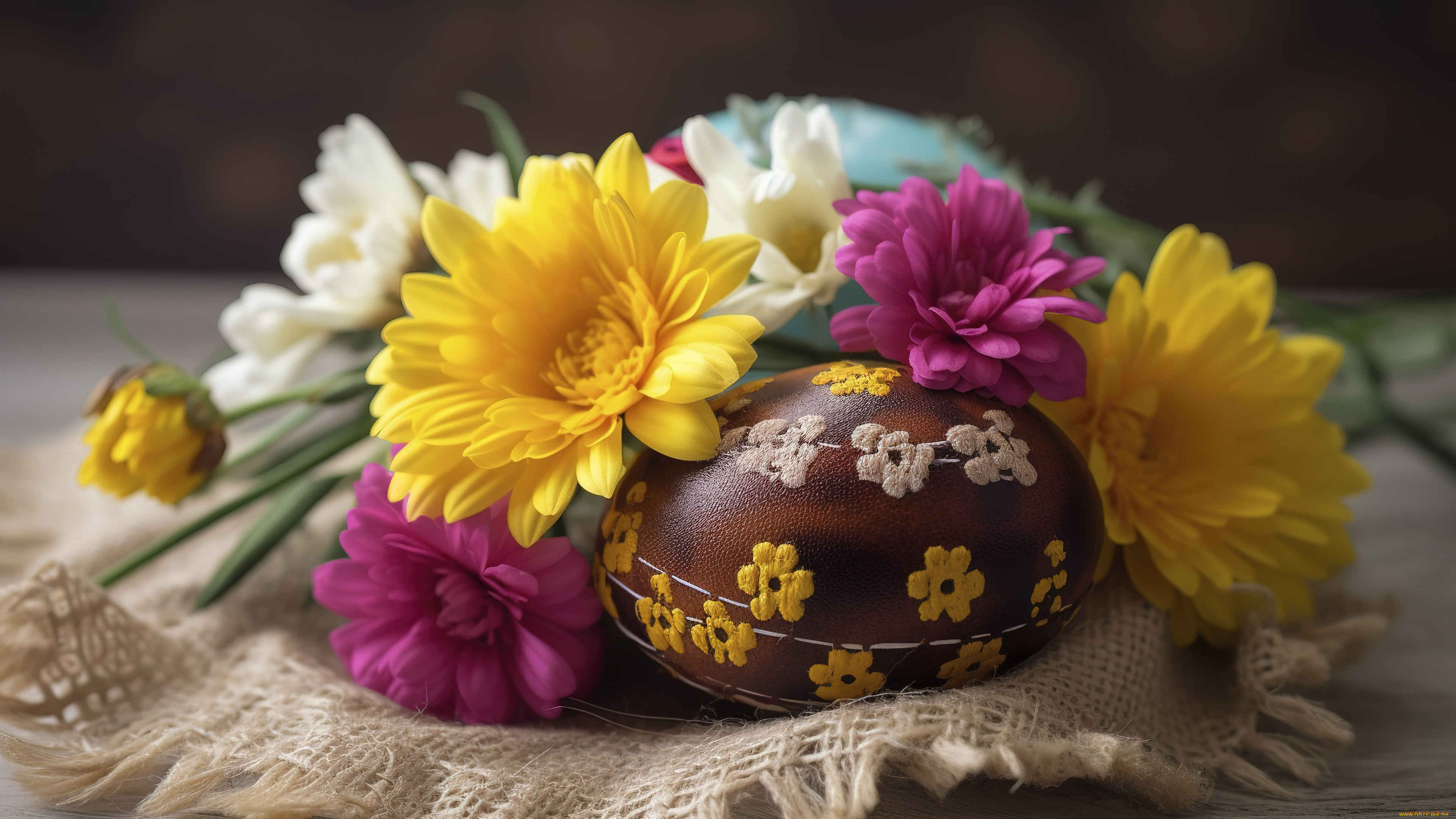 праздничные, пасха, цветы, стол, праздник, яйцо, яйца, букет, весна