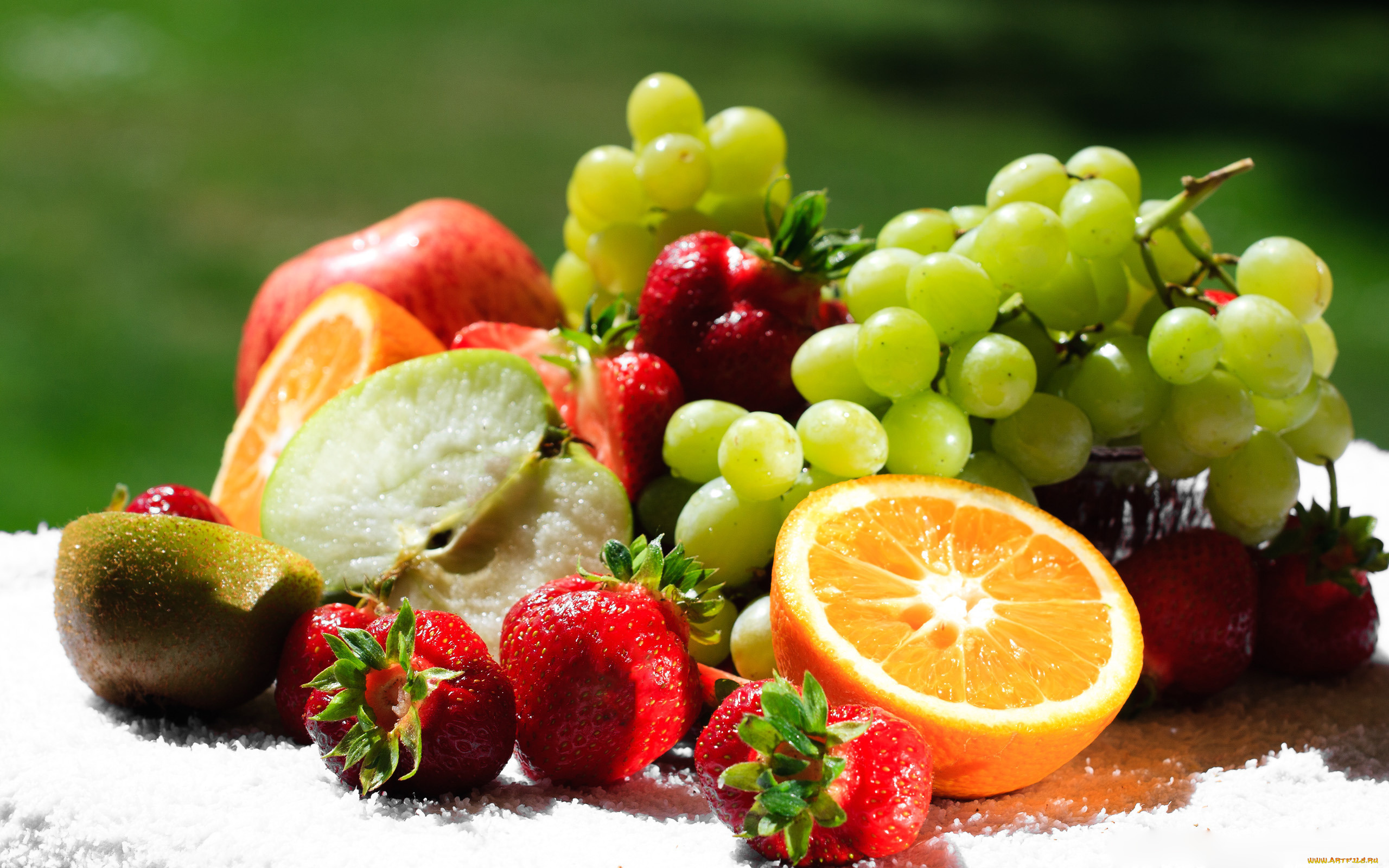 еда, фрукты, ягоды, виноград, киви, лимон, клубника, ягода, яблоко, апельсин
