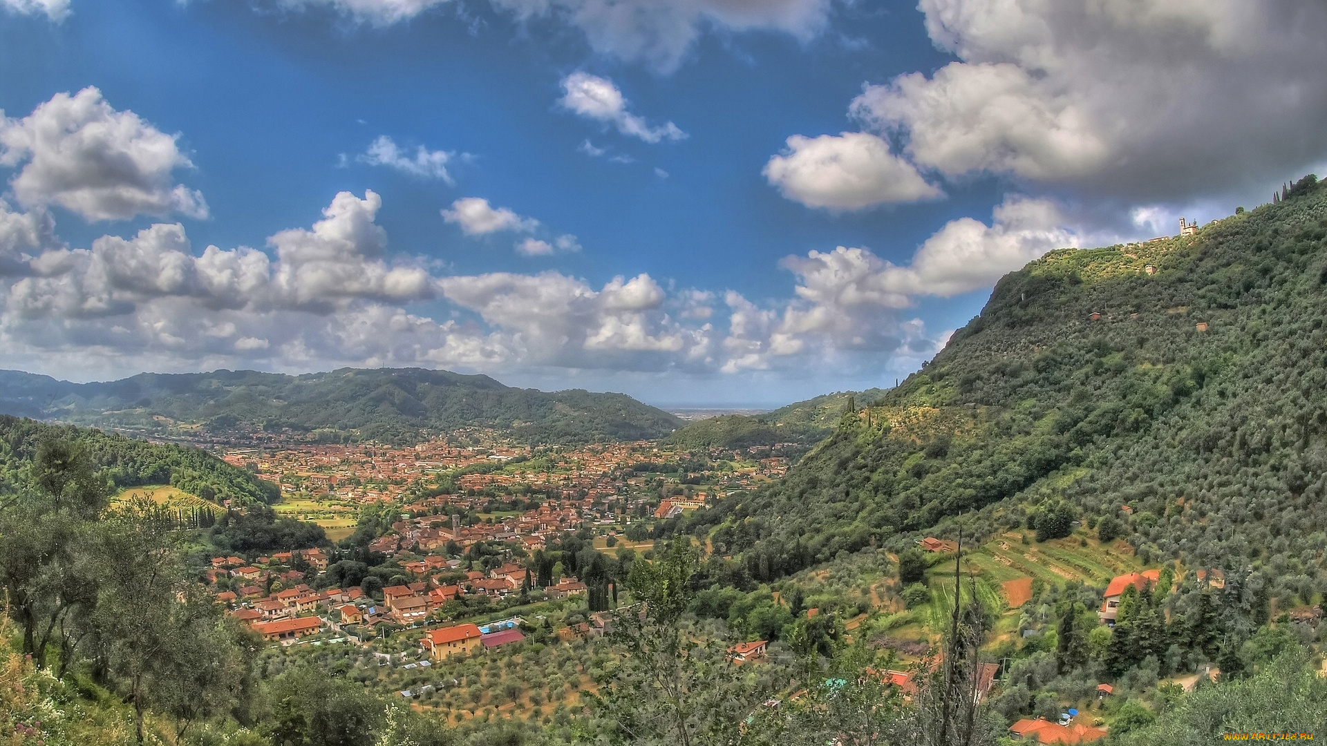 camaiore, italy, города, пейзажи, камайоре, италия, горы, облака, пейзаж