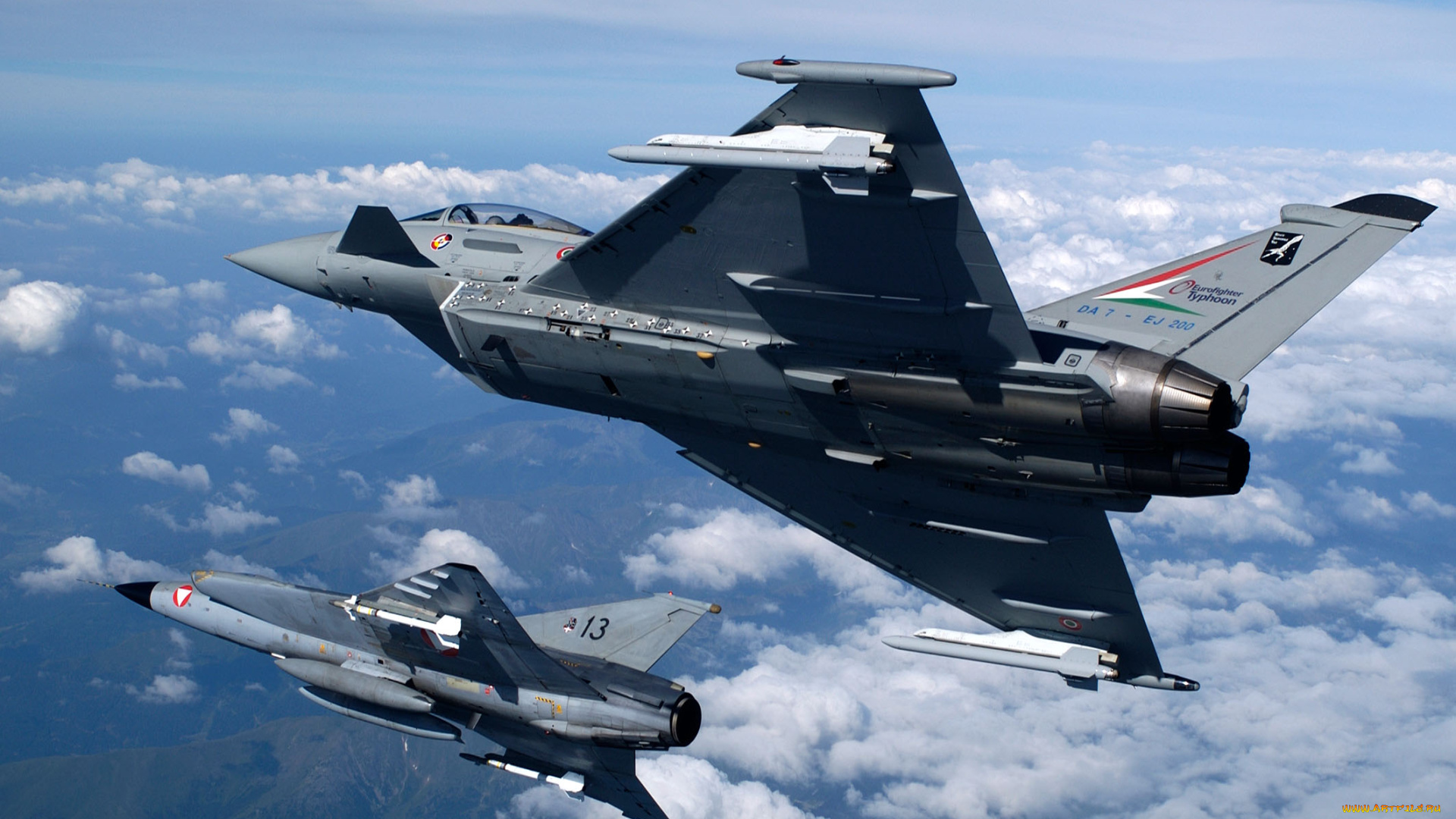 eurofighter, typhoon, авиация, боевые, самолёты, полет, ракеты, пара, истребители