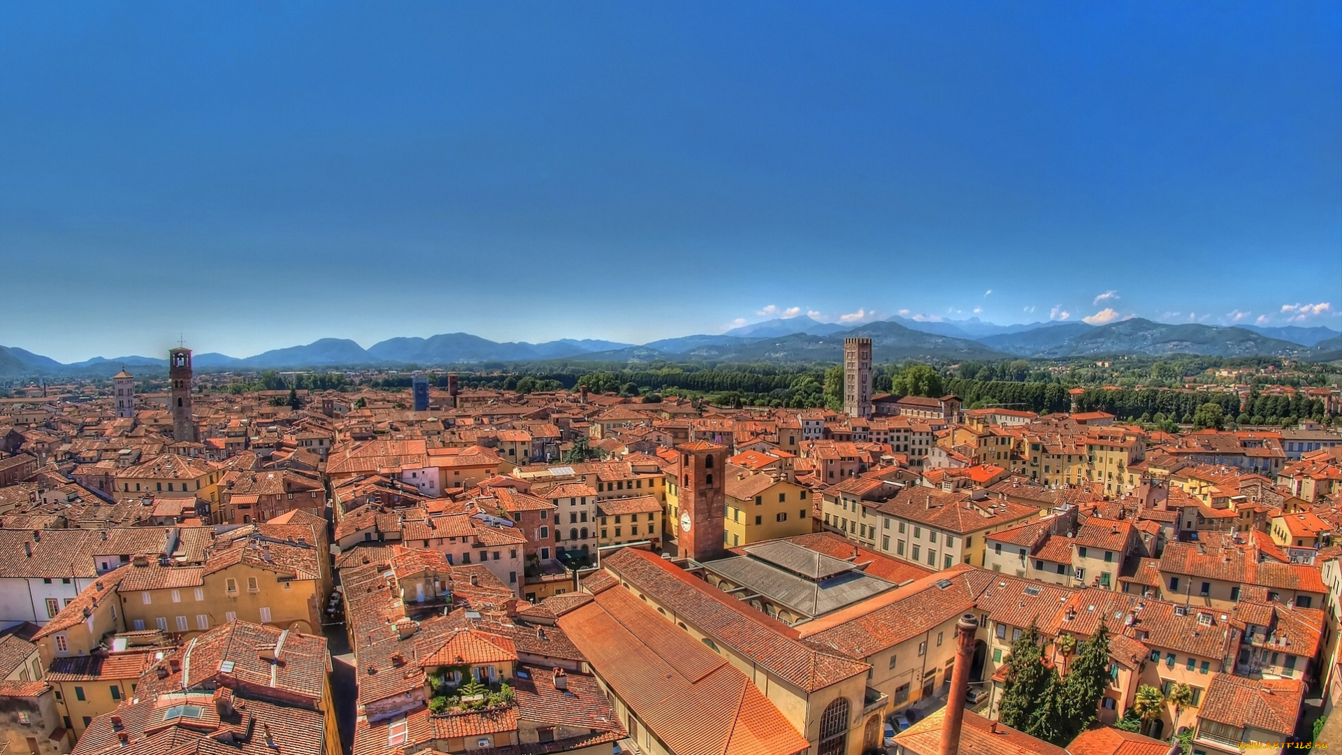 lucca, italy, города, панорамы, лукка, италия, крыши, здания, вид