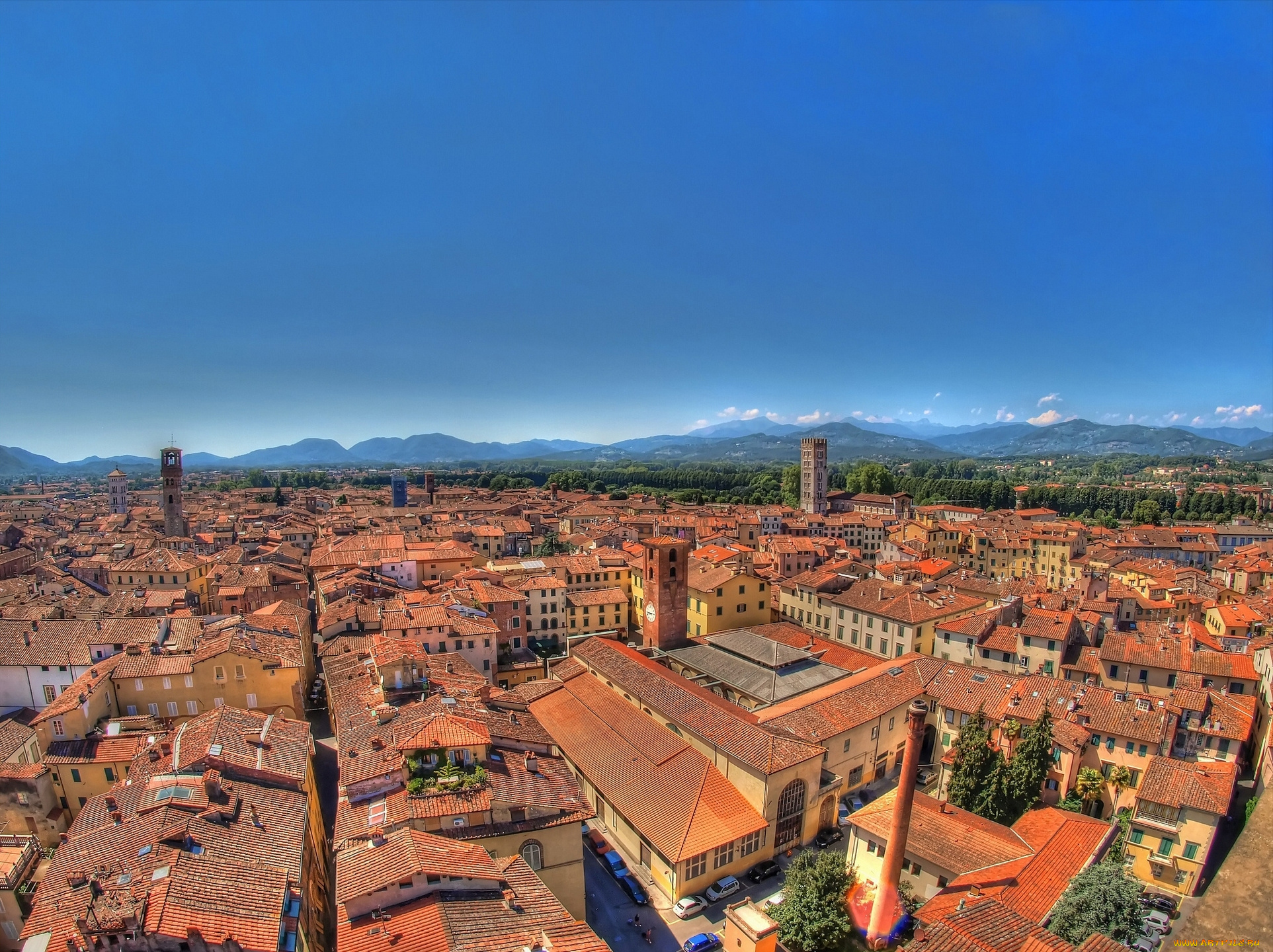 lucca, italy, города, панорамы, лукка, италия, крыши, здания, вид