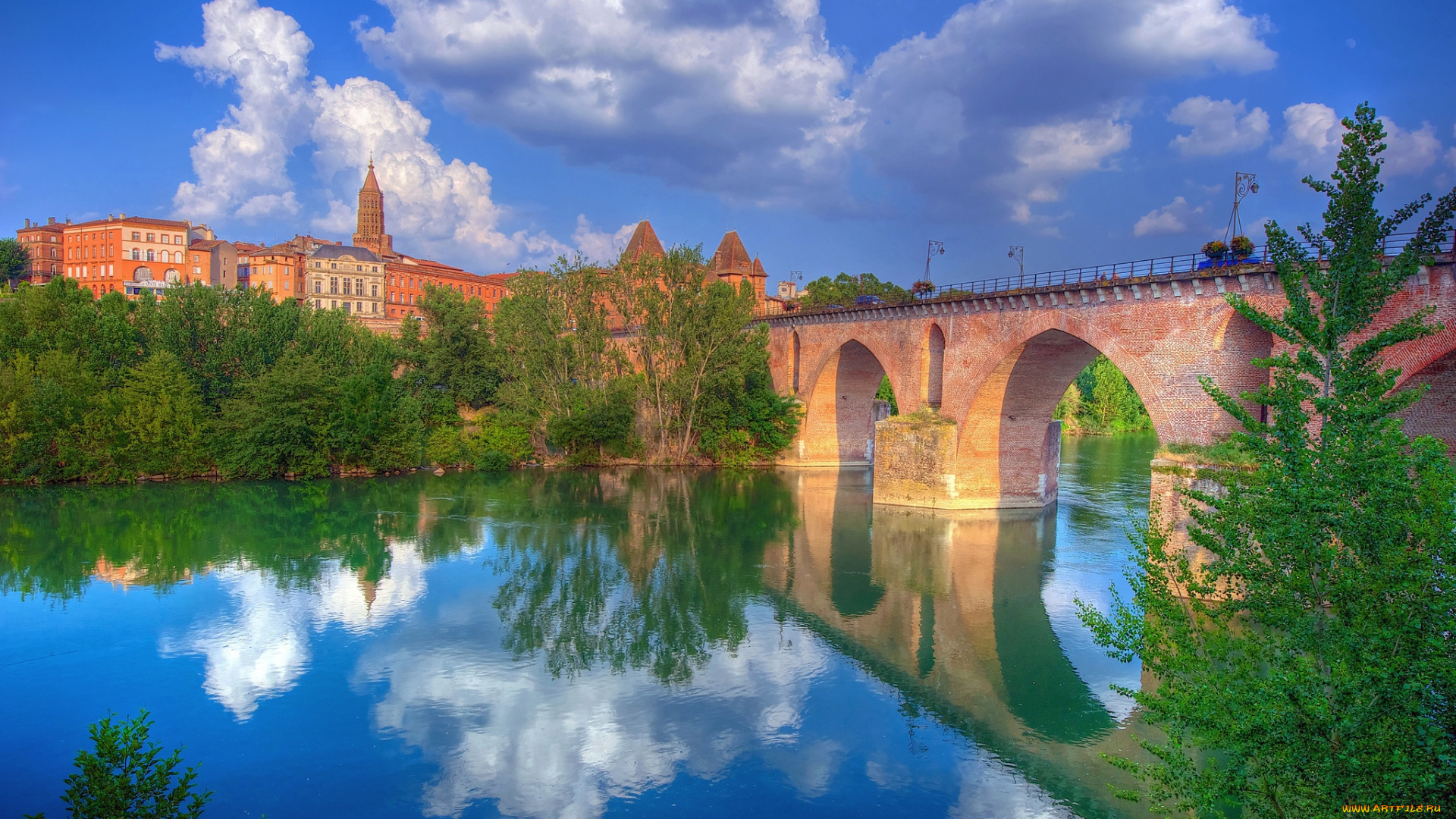 montauban, , france, города, -, мосты, отражение, река