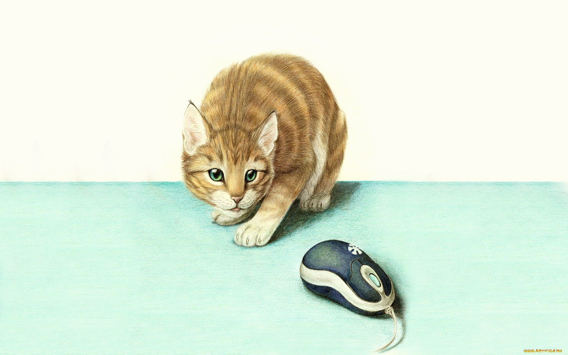 кошка, и, мышка, рисованные, животные, , коты, кот, мышь, мышка, кошка