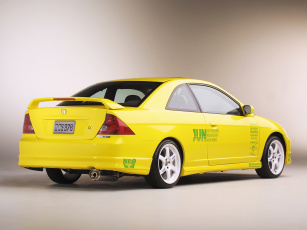 обоя автомобили, honda, civic, jun, желтый, 2001г, coupe