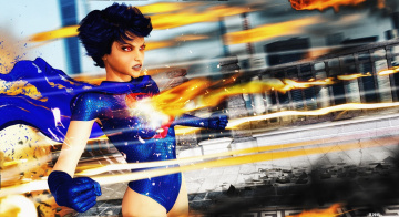 Картинка 3д+графика фантазия+ fantasy взгляд девушка супермен фон