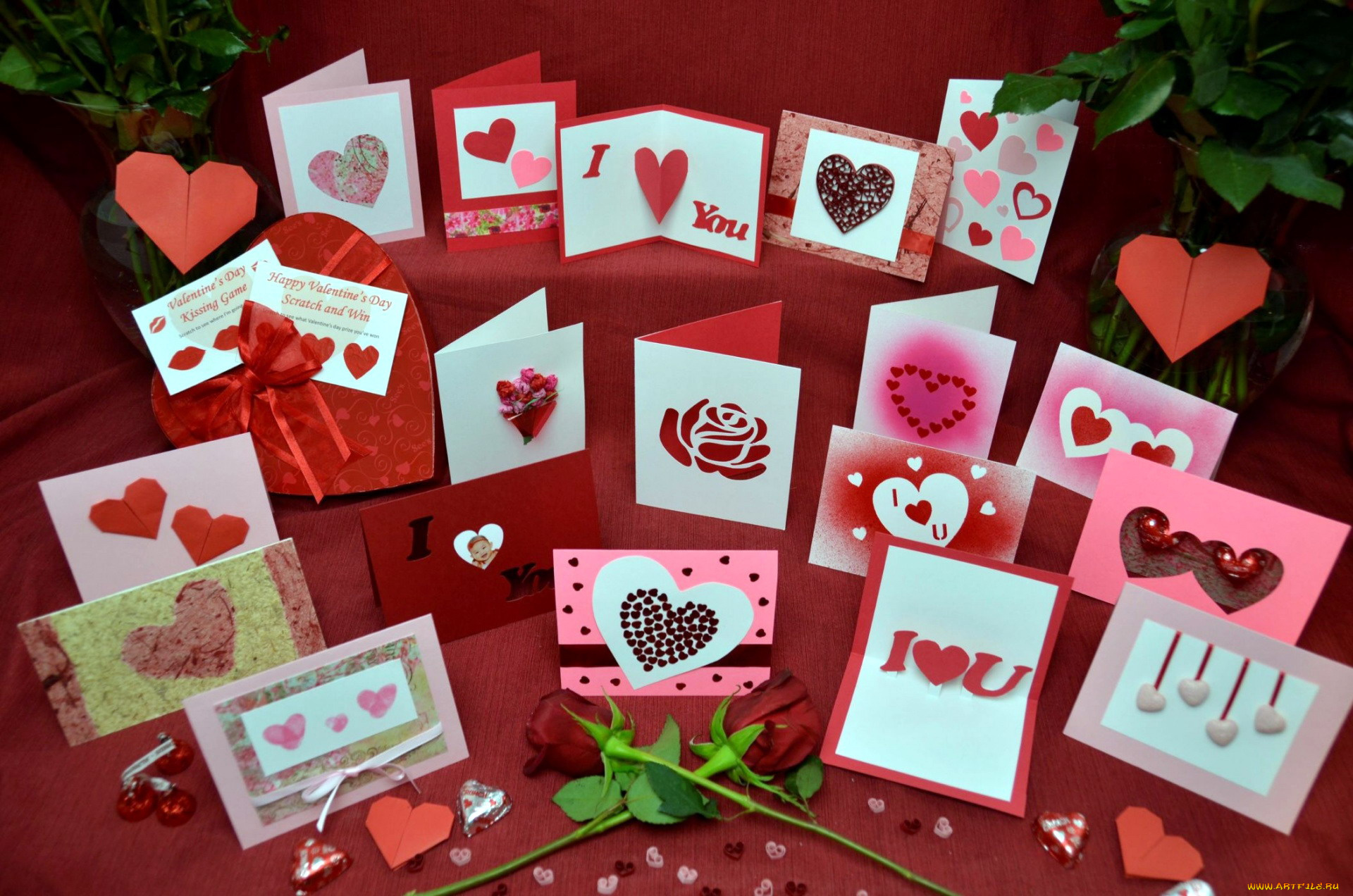 праздничные, день, святого, валентина, , сердечки, , любовь, открытки, признание