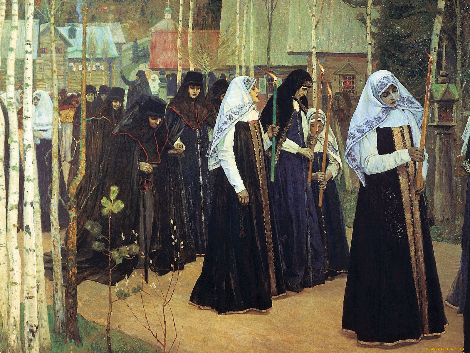 Картина вдова. Великий постриг картина Нестерова. М.В.Нестеров (1862–1942 гг.), «Великий постриг», 1898.