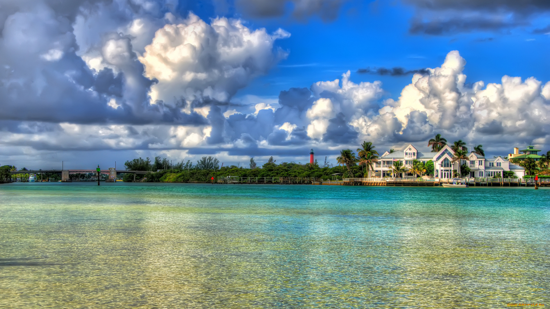 jupiter, florida, города, пейзажи, облака, вода, флорида