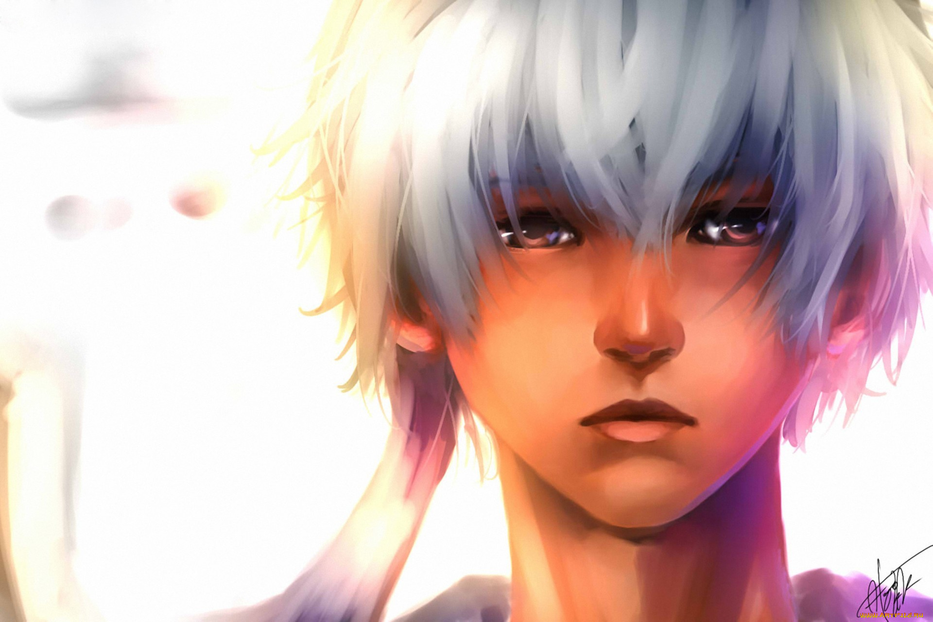 аниме, gintama, фон, белые, волосы, лицо, парень, sakata, gintoki, sushi-master901, арт