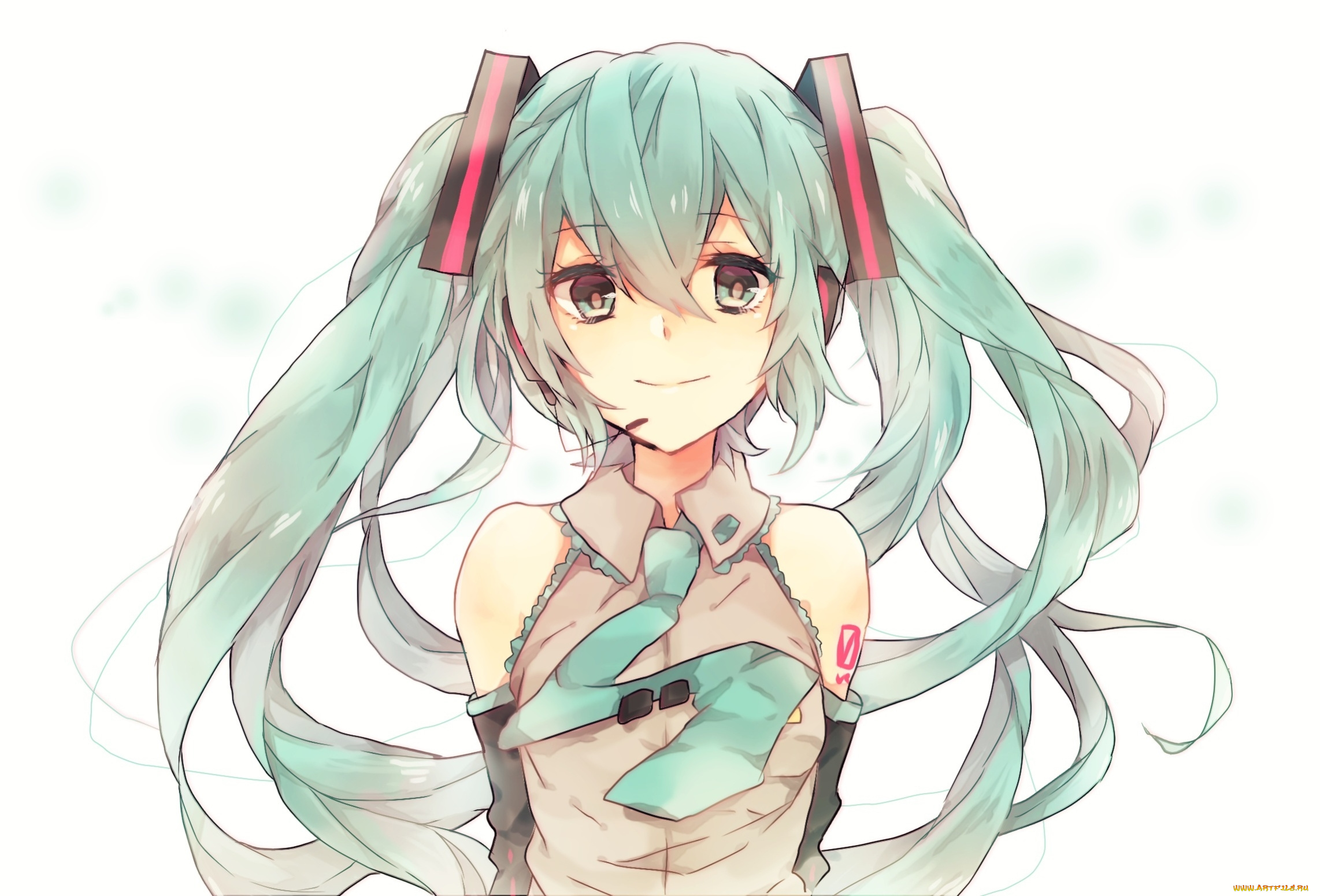 vocaloid, аниме, арт, tenrei, jiu, ziu, dh, девушка, hatsune, miku, улыбка, микрофон