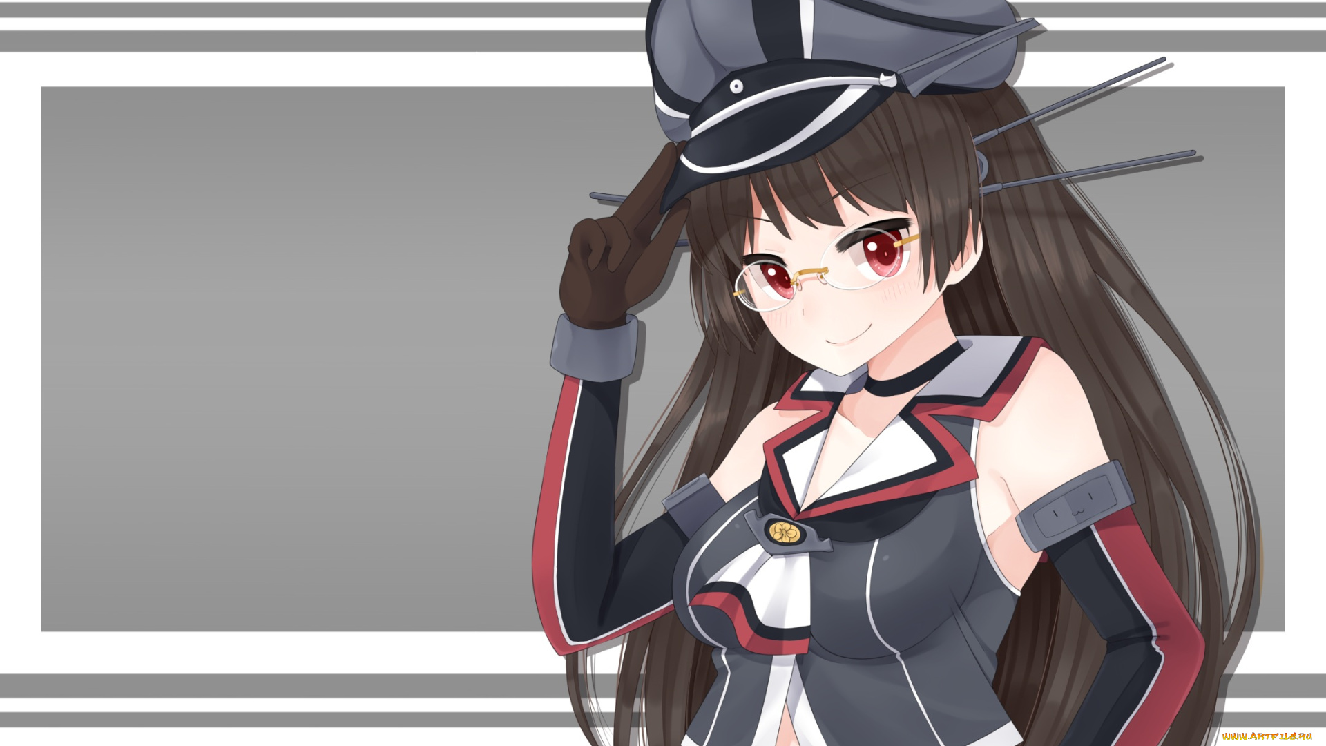 аниме, kantai, collection, фон, взгляд, девушка