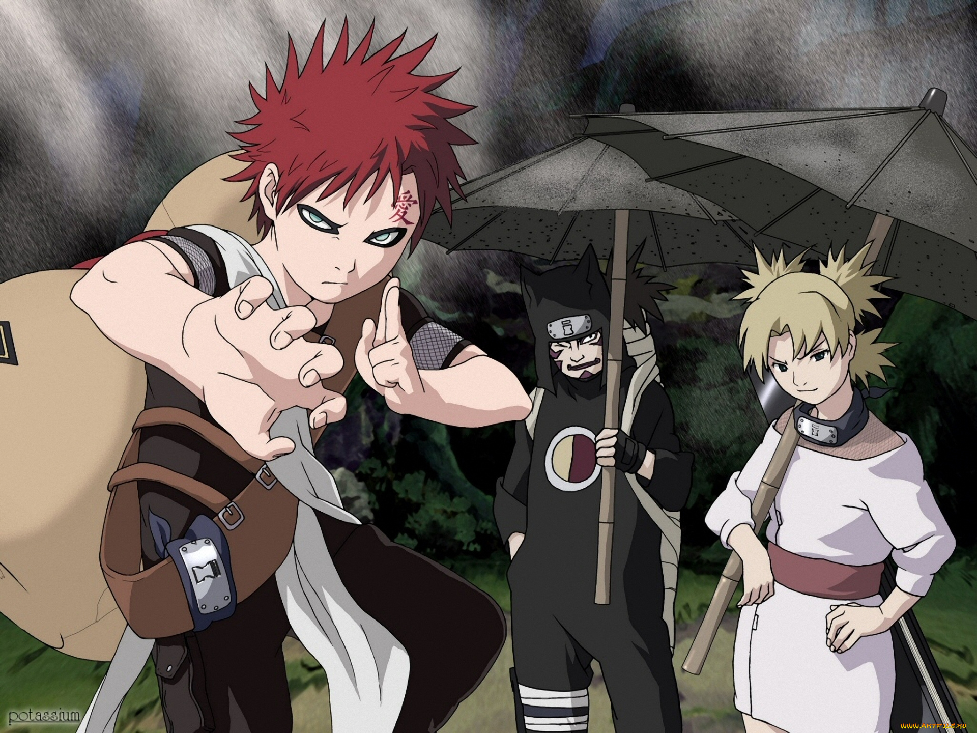 аниме, naruto, temari, gaara, sand, песок, shinobi, kankuro