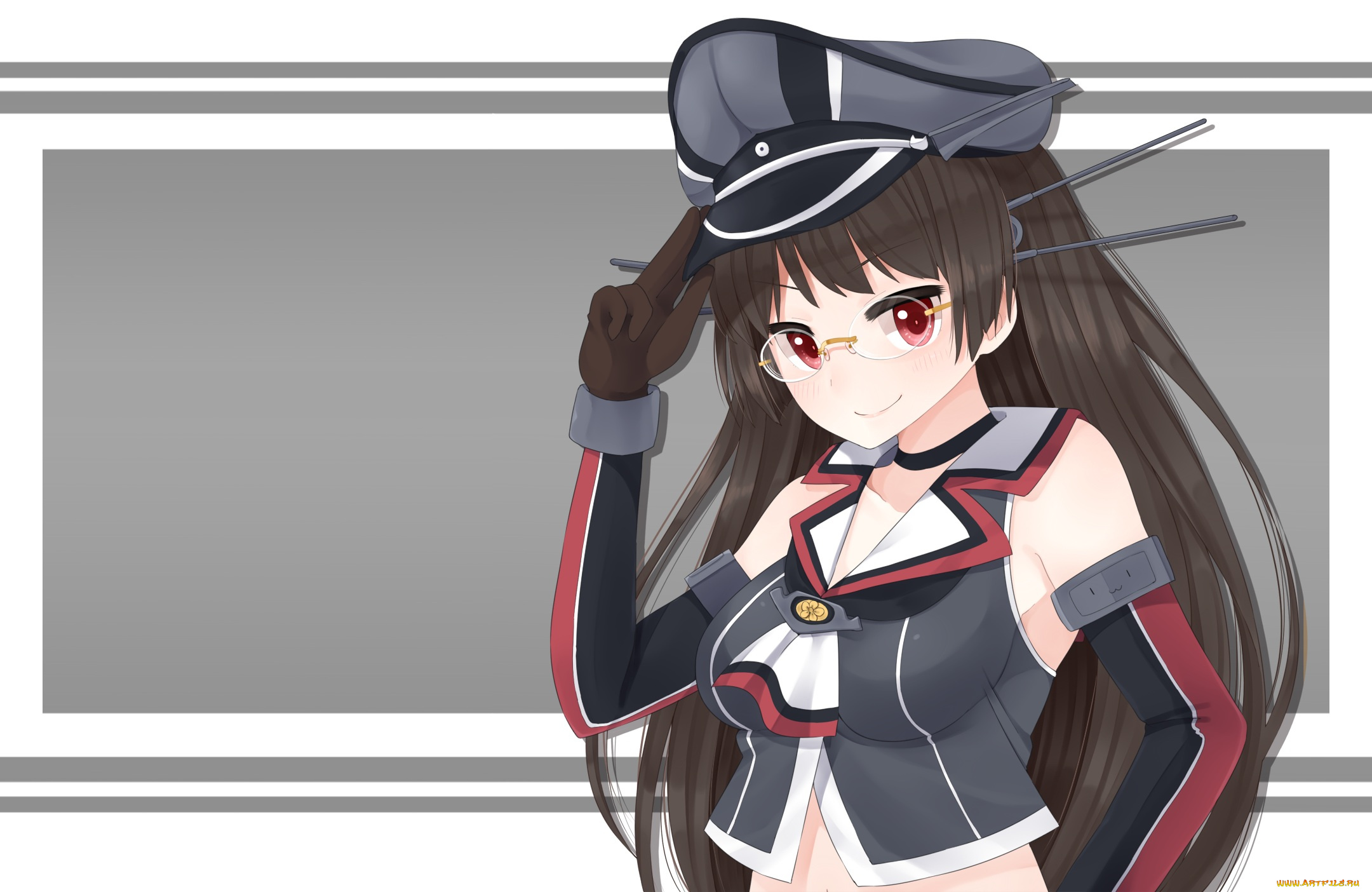 аниме, kantai, collection, фон, взгляд, девушка