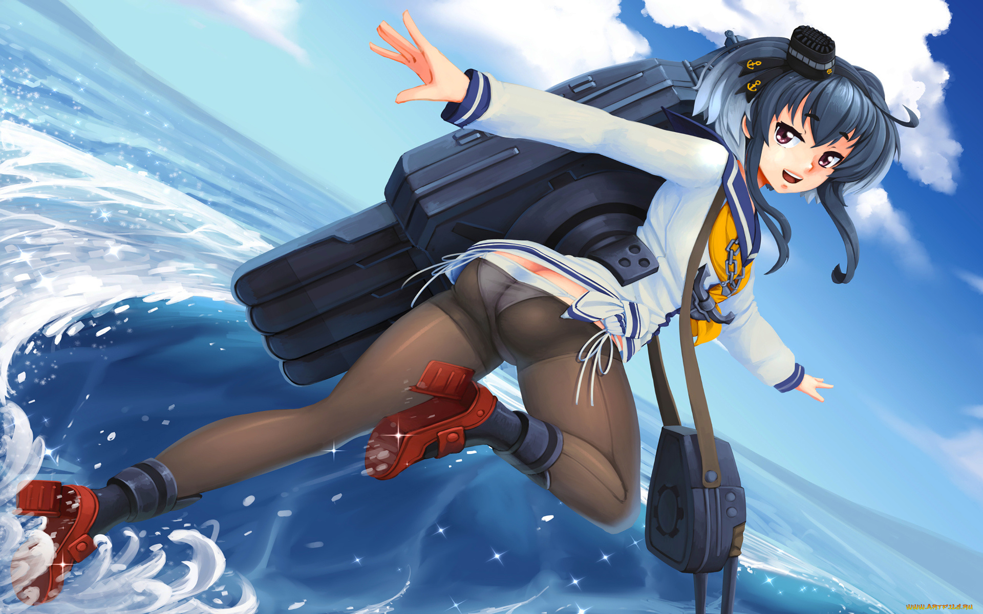 аниме, kantai, collection, фон, взгляд, девушка